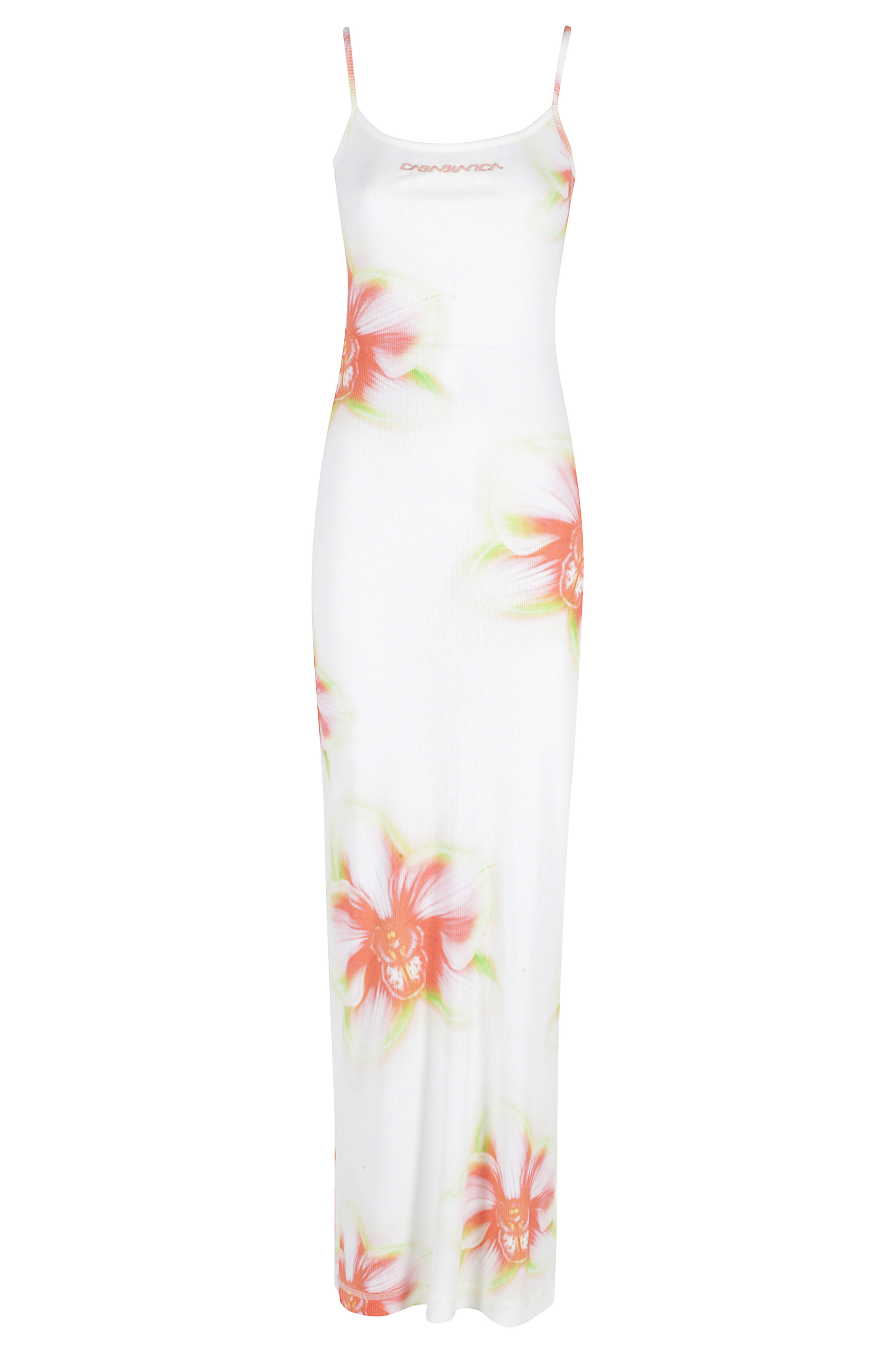 Casablanca Women's Nude & Neutrals Printed Soft Ribbed Dress Lyocell Cotone Abito