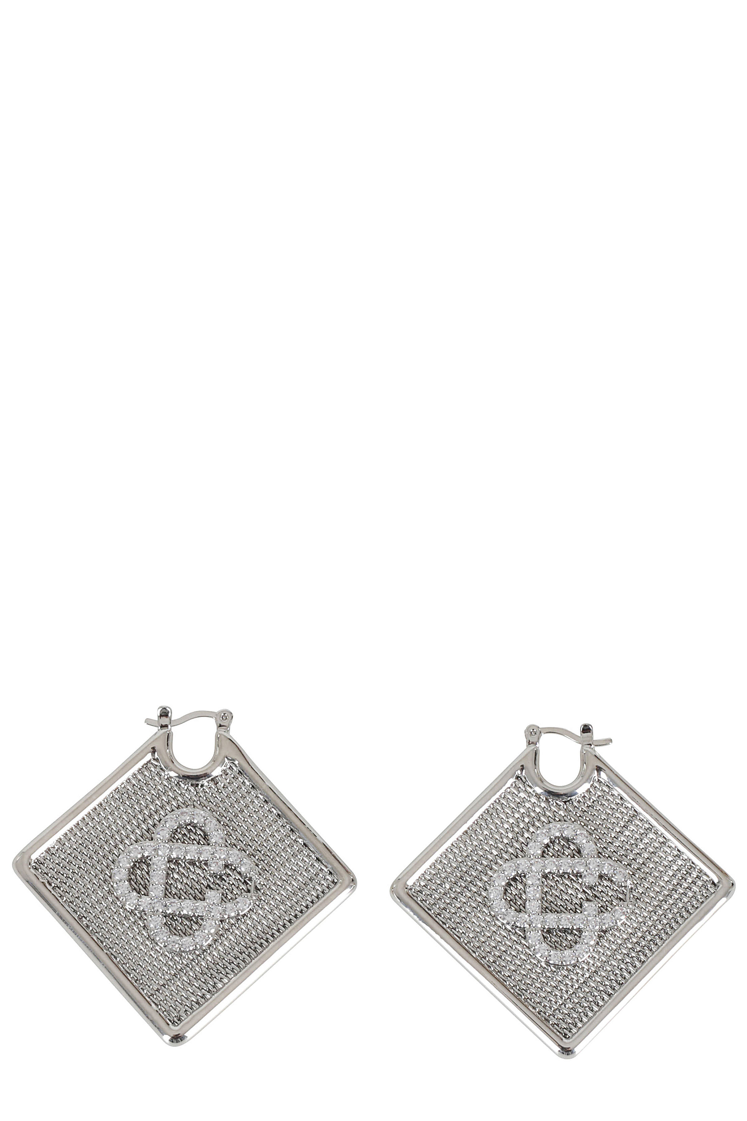 Casablanca Women's Metallic Diamond Logo Ear Hoops Ottone Orecchini