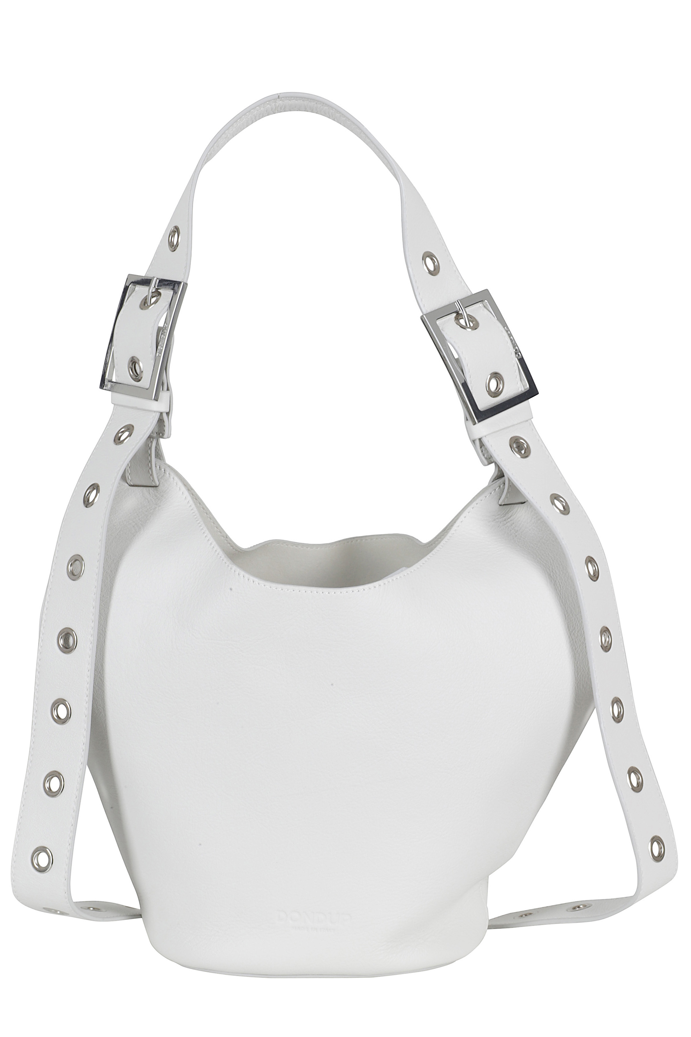 Dondup Women's White Small Hobo In Pelle Fodera: Poliammide Borsa