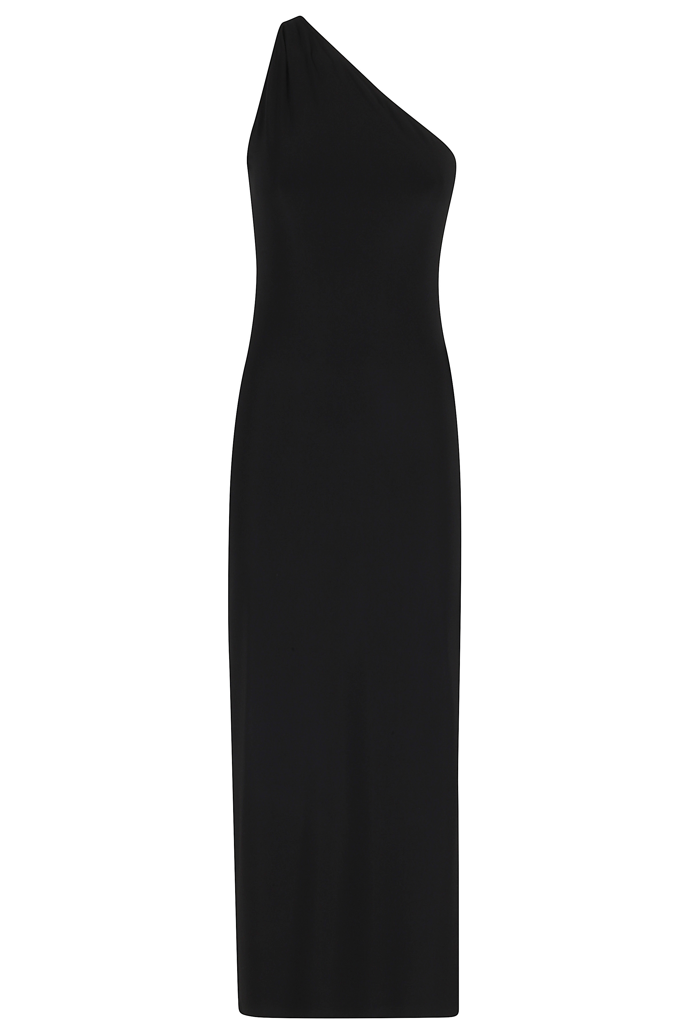 Norma Kamali Women's Black One Shoulder Long Dress W Side Slit Poliestere Elastane Abito