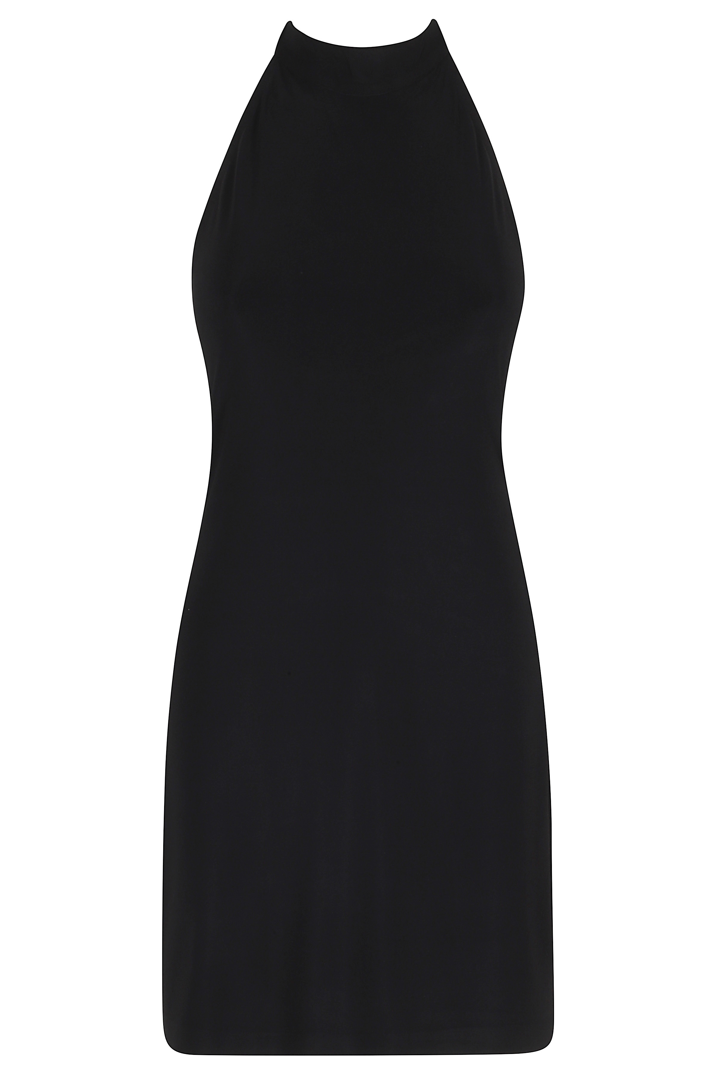Norma Kamali Women's Black Halter Mini Dress Cotone Elastan Abito