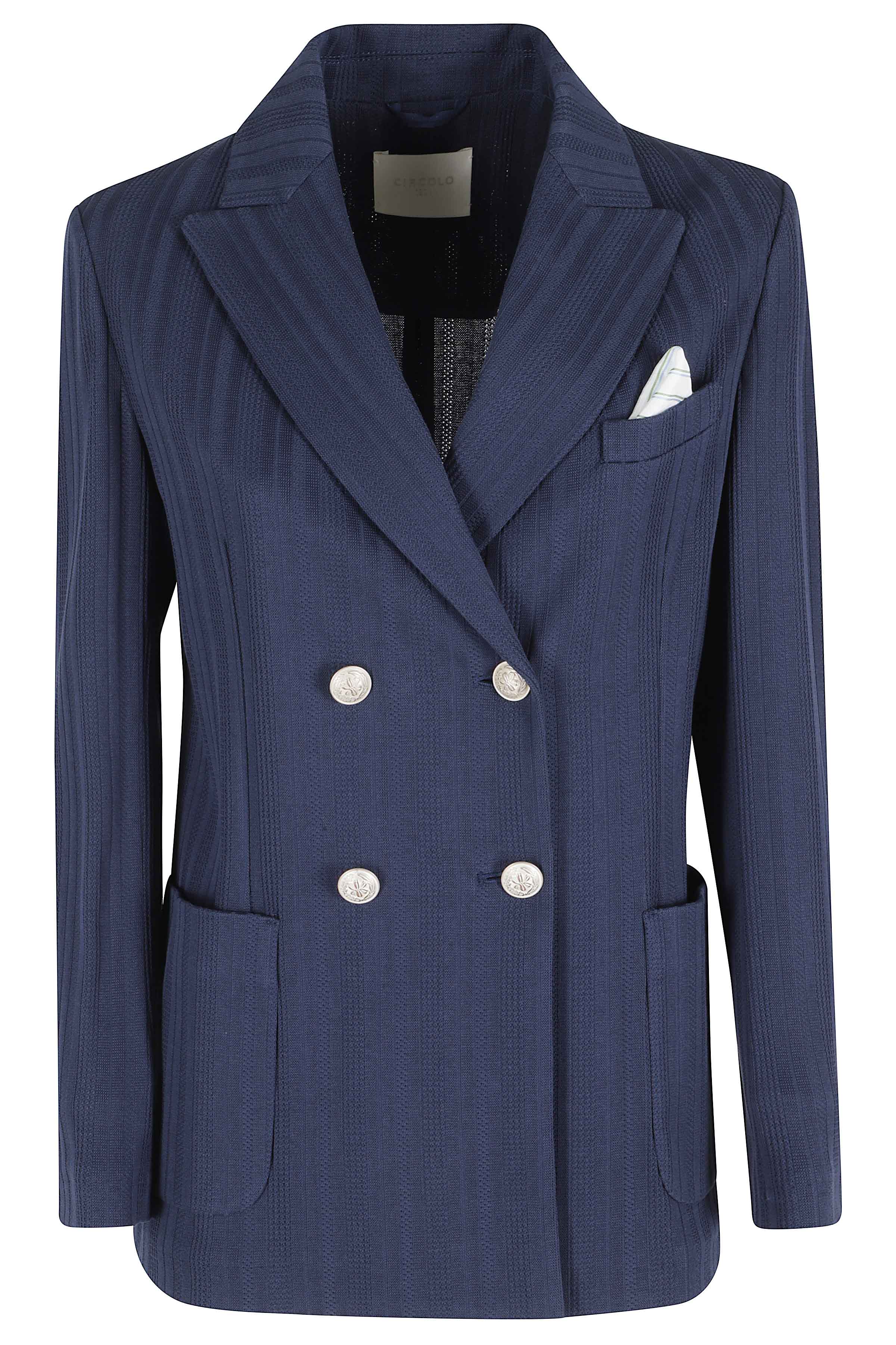Circolo 1901 Women's Blue Double Breasted Co Cotone Blazer