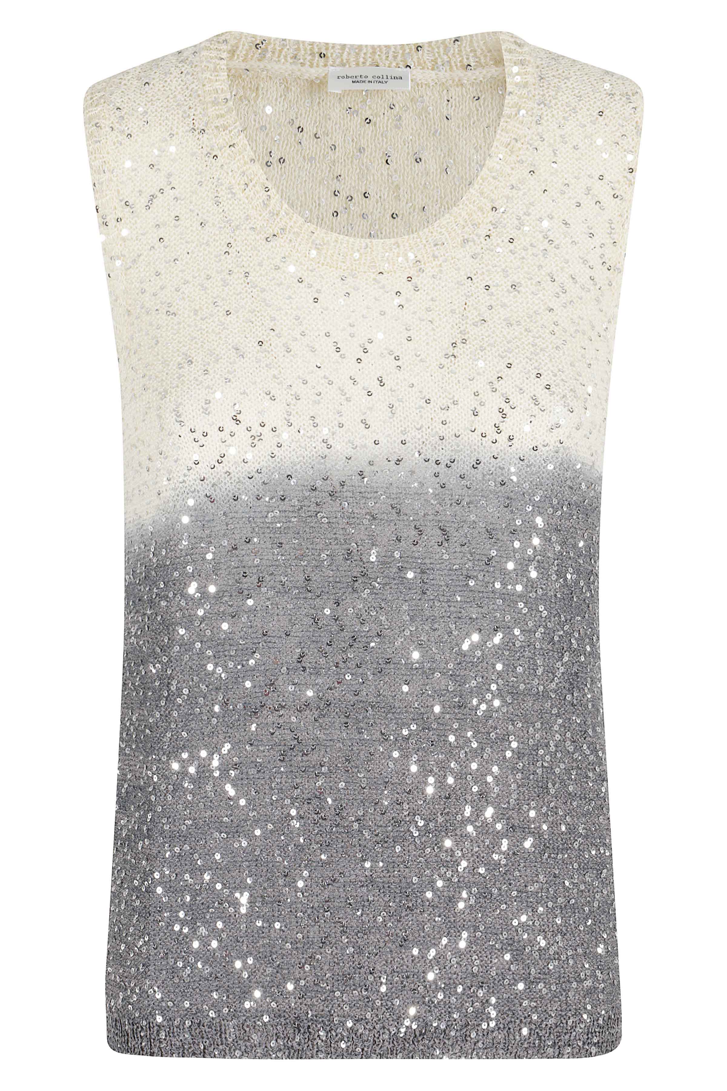 Roberto Collina Women's Black Canotta Paillettes Poliammide Cotone Top