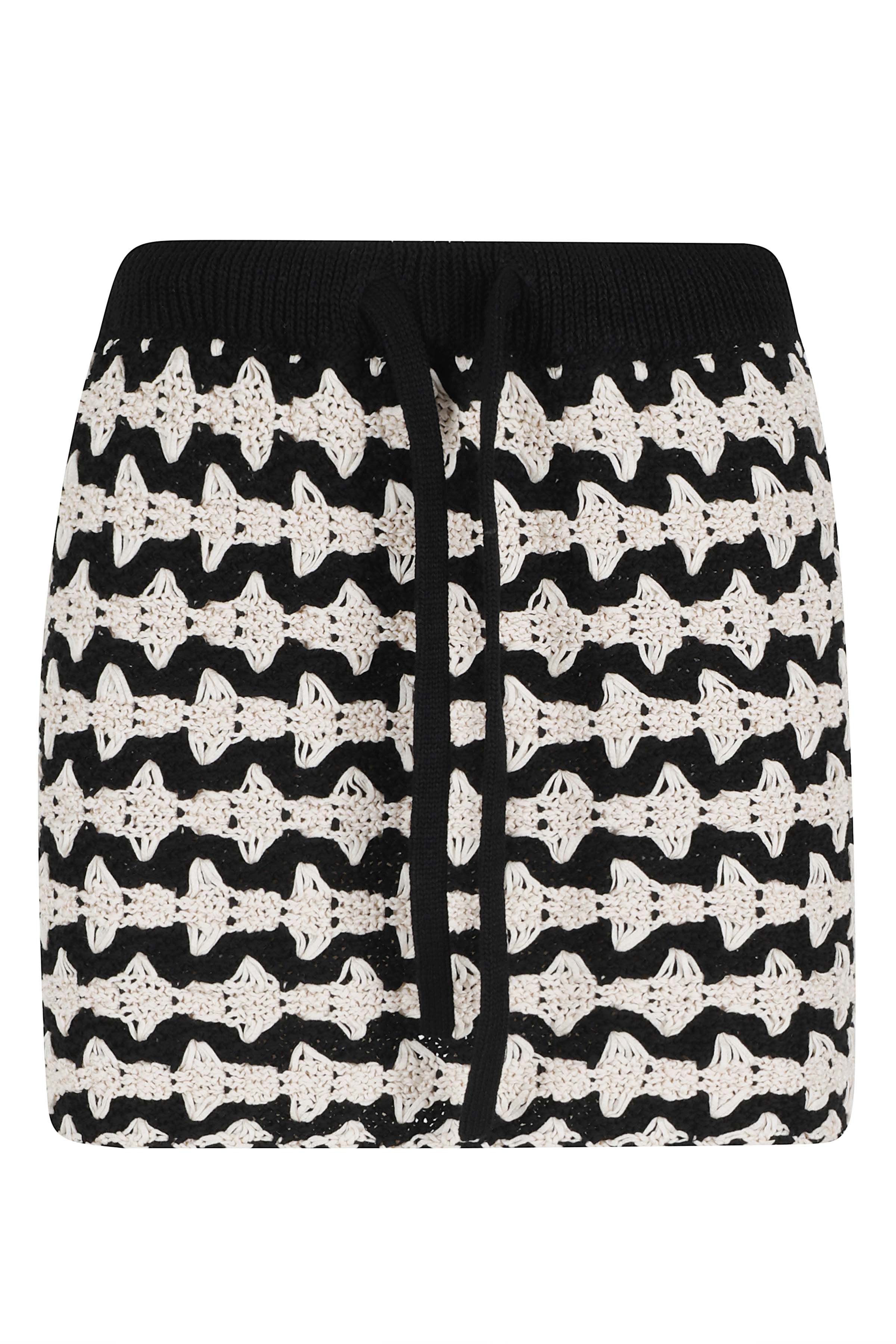 Roberto Collina Women's Black Minigonna Jacquard Cotone Gonna