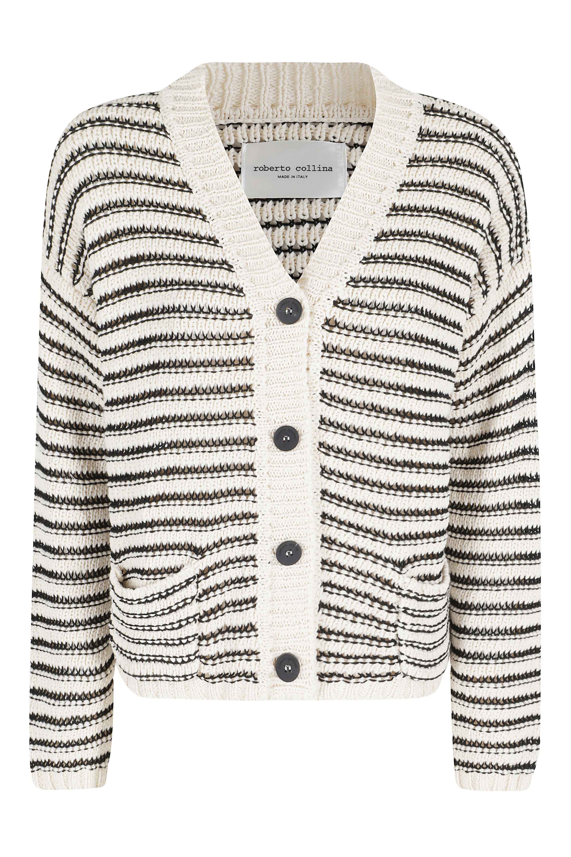 Roberto Collina Women's Nude & Neutrals Cardigan Punto Scaricato Cotone Maglia