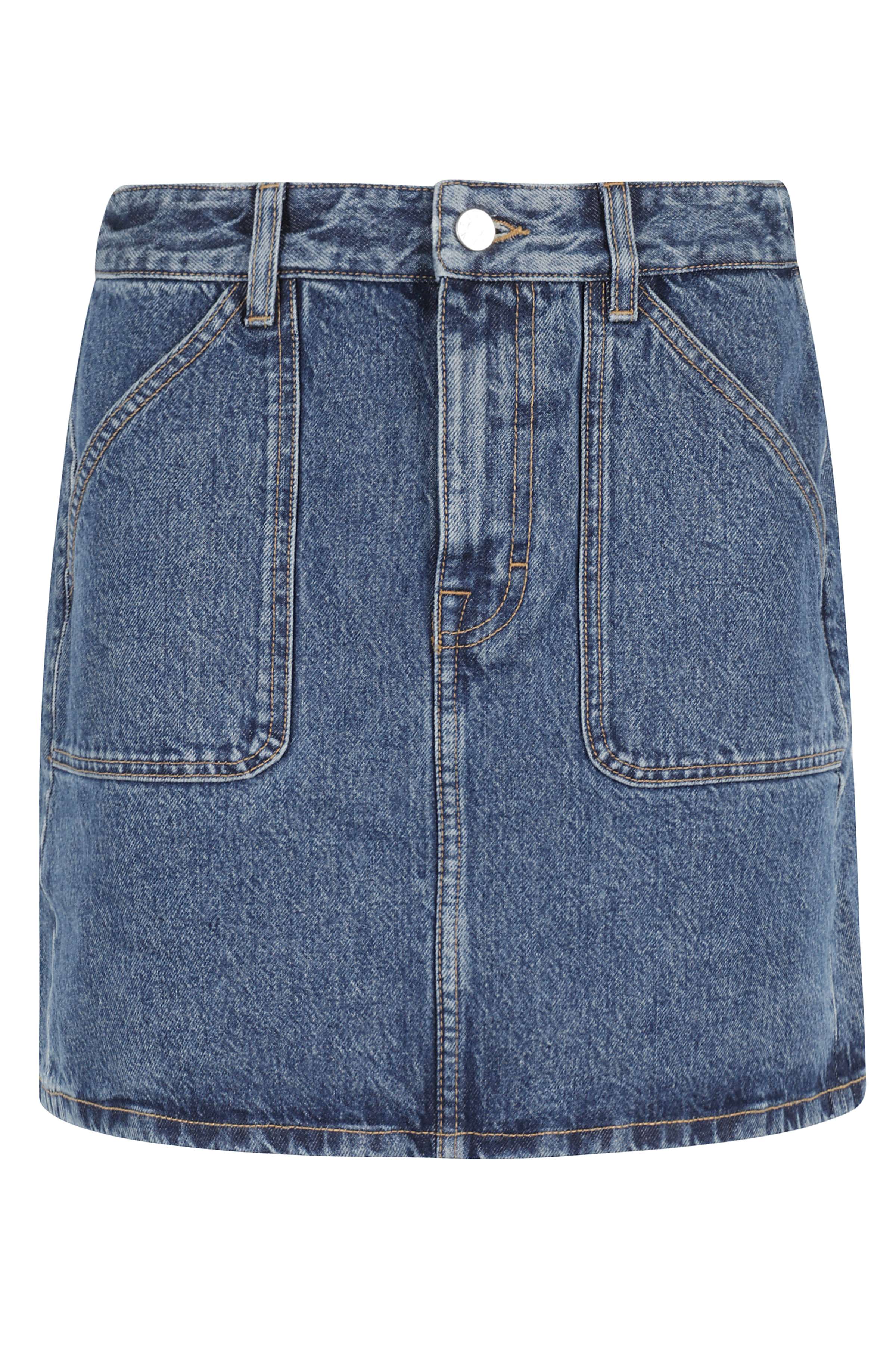 Filippa K Women's Blue Patch Pocket Mini Skirt Cotone Lyocell Gonna