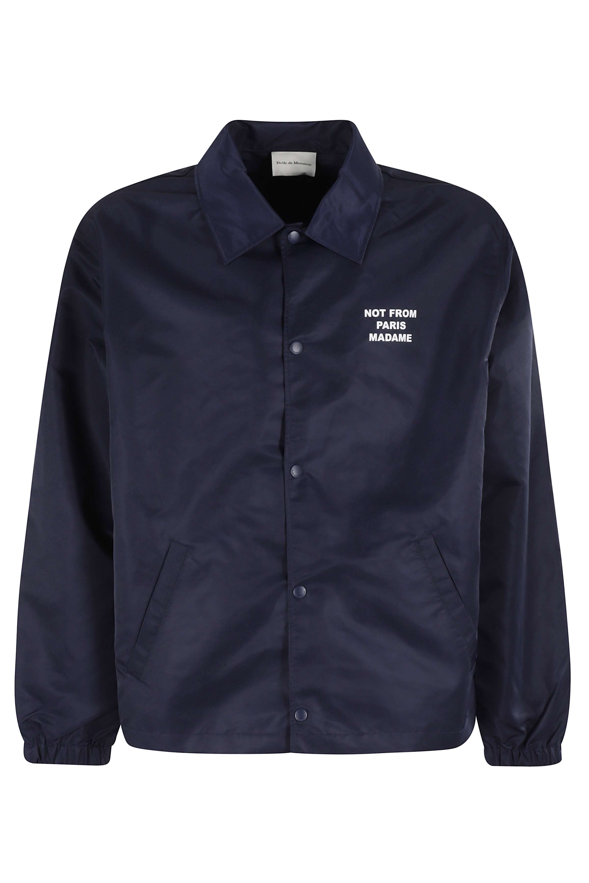 Drôle De Monsieur Men's Blue La Veste Slogan Nylon Giacca