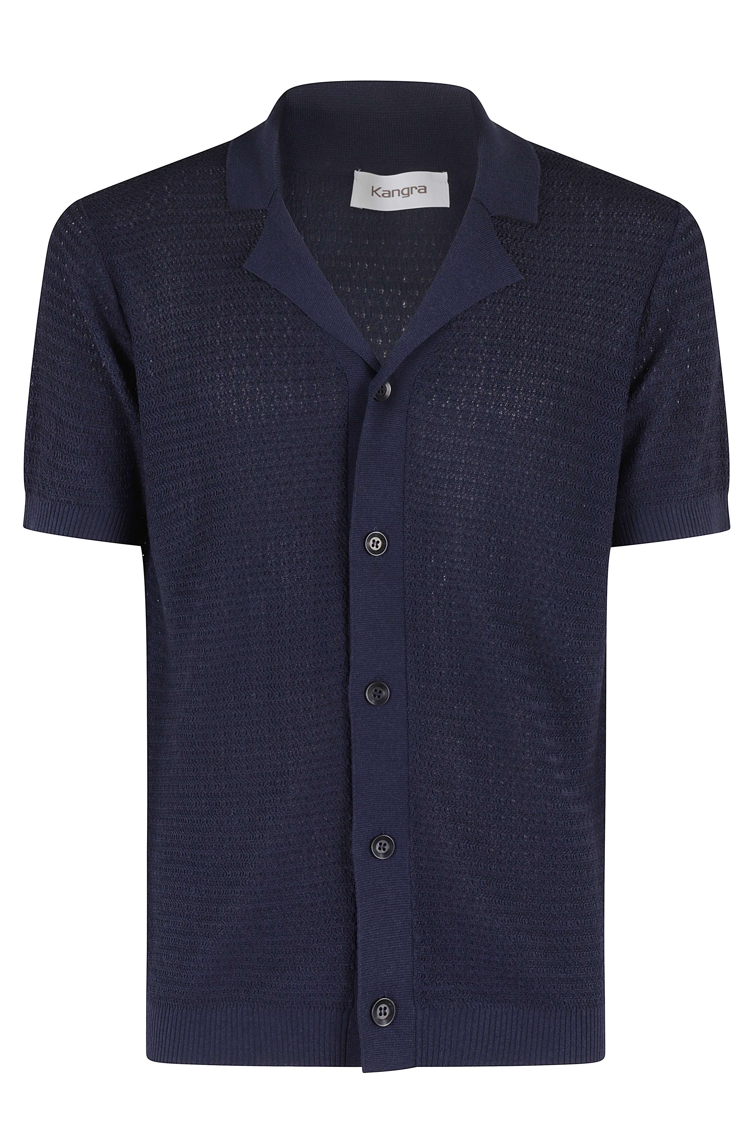 Kangra Men's Blue Camicia Viscosa Cotone Maglia