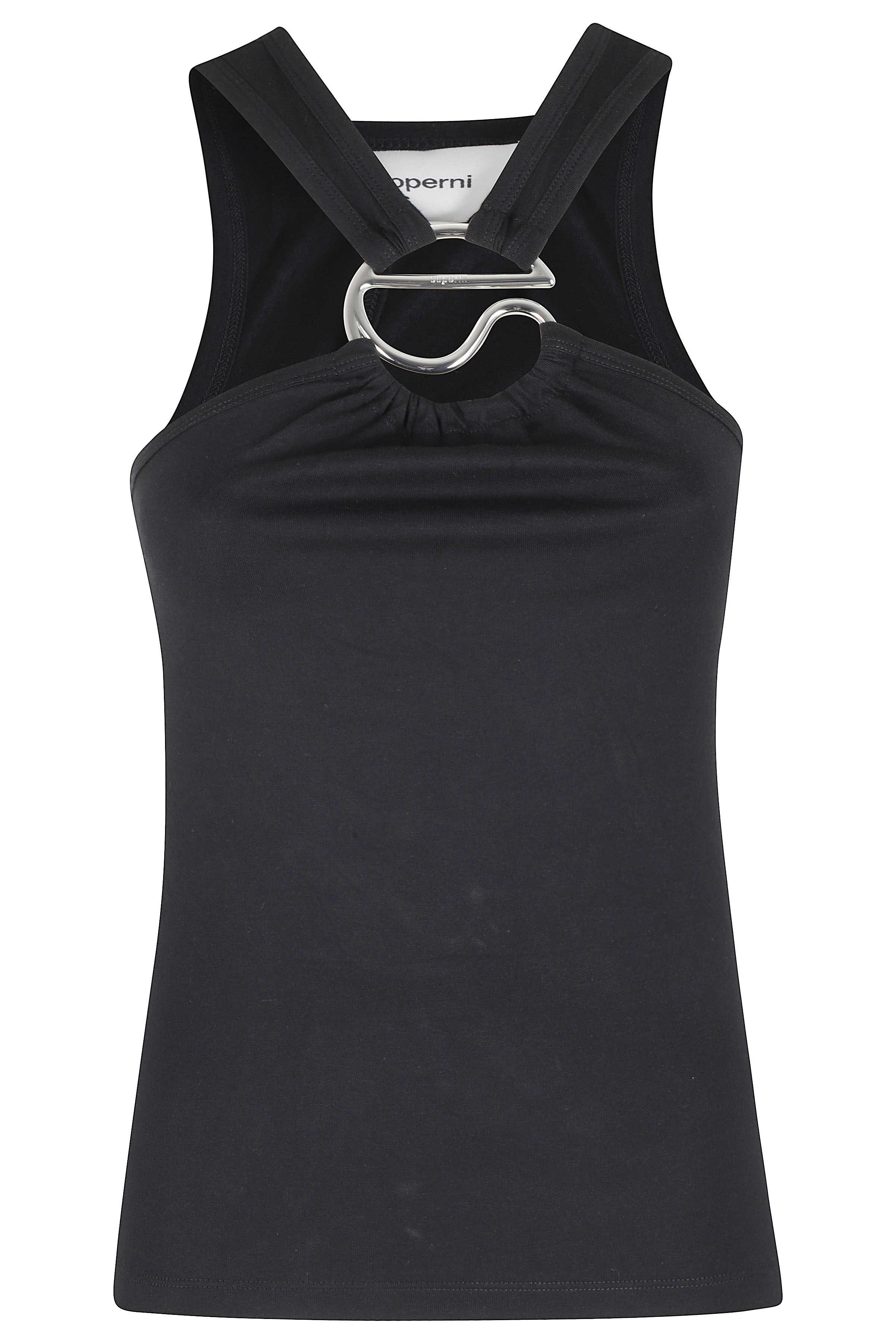 Coperni Women's Black C-Logo Crossed Top Cotone Modal