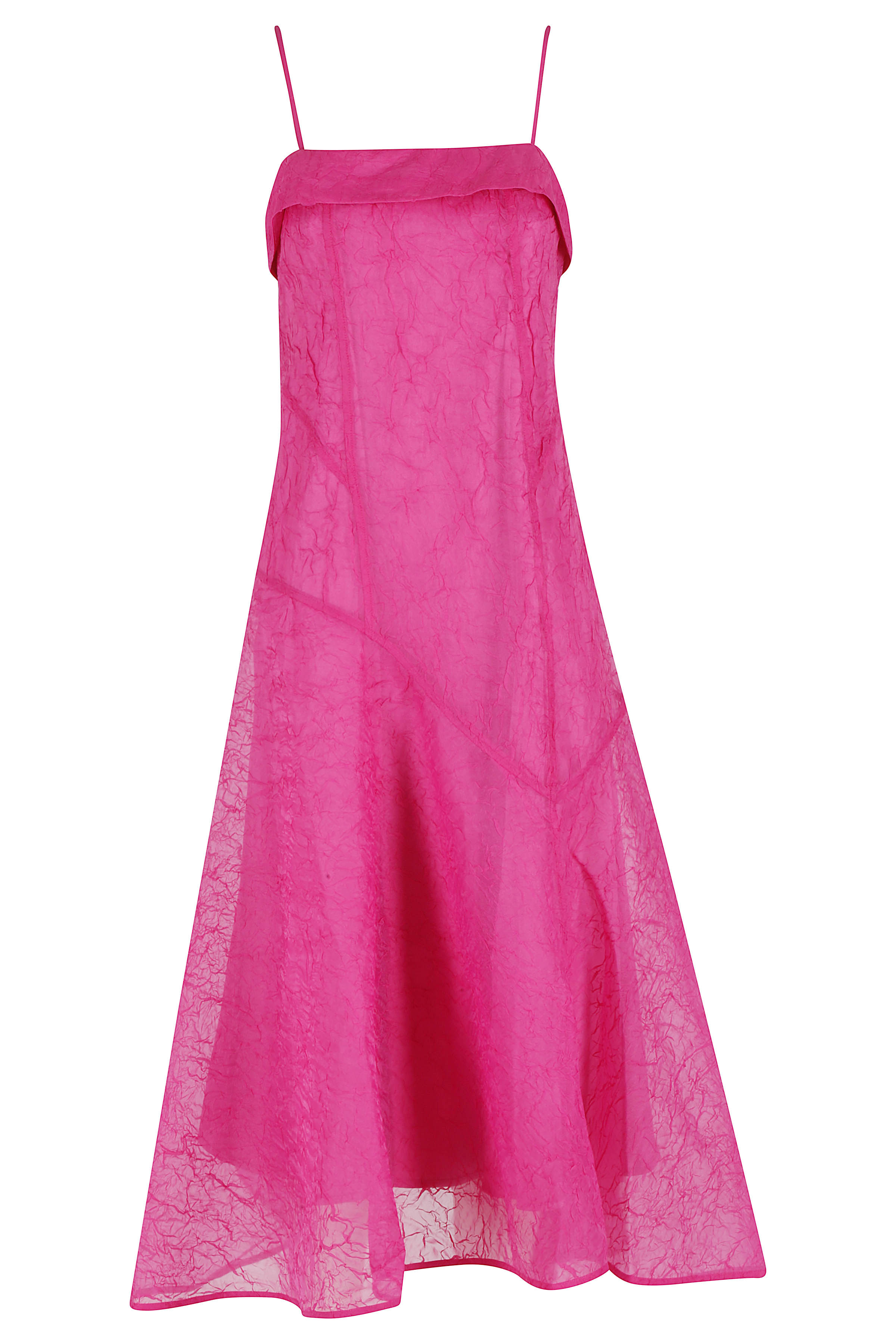 Ganni Women's Pink & Purple Shibori Organza Long Asymmetric Dress Recycled Polyester Abito