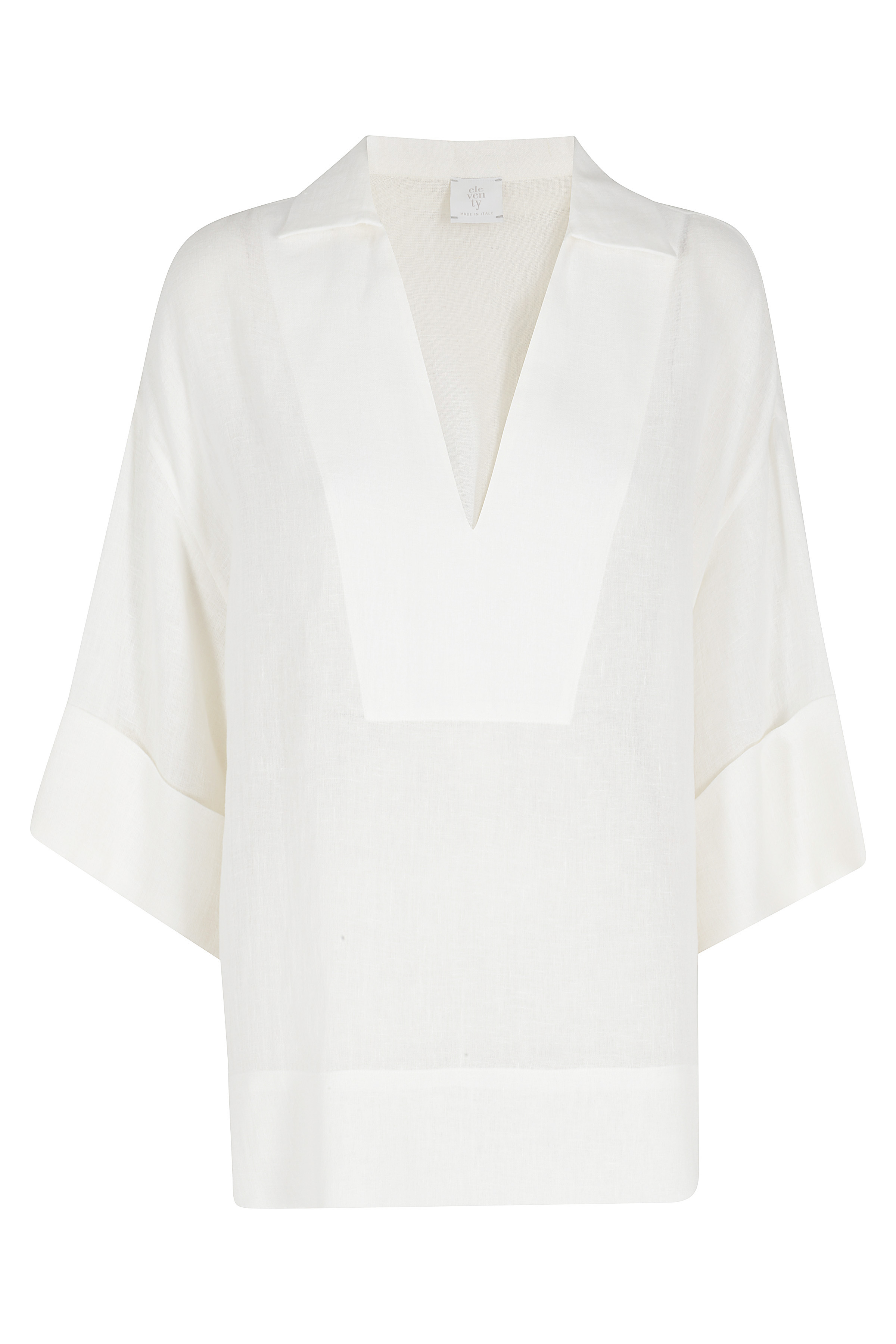 Eleventy Women's Nude & Neutrals Camicia Scollo V No Bottoni Lino Poliammide