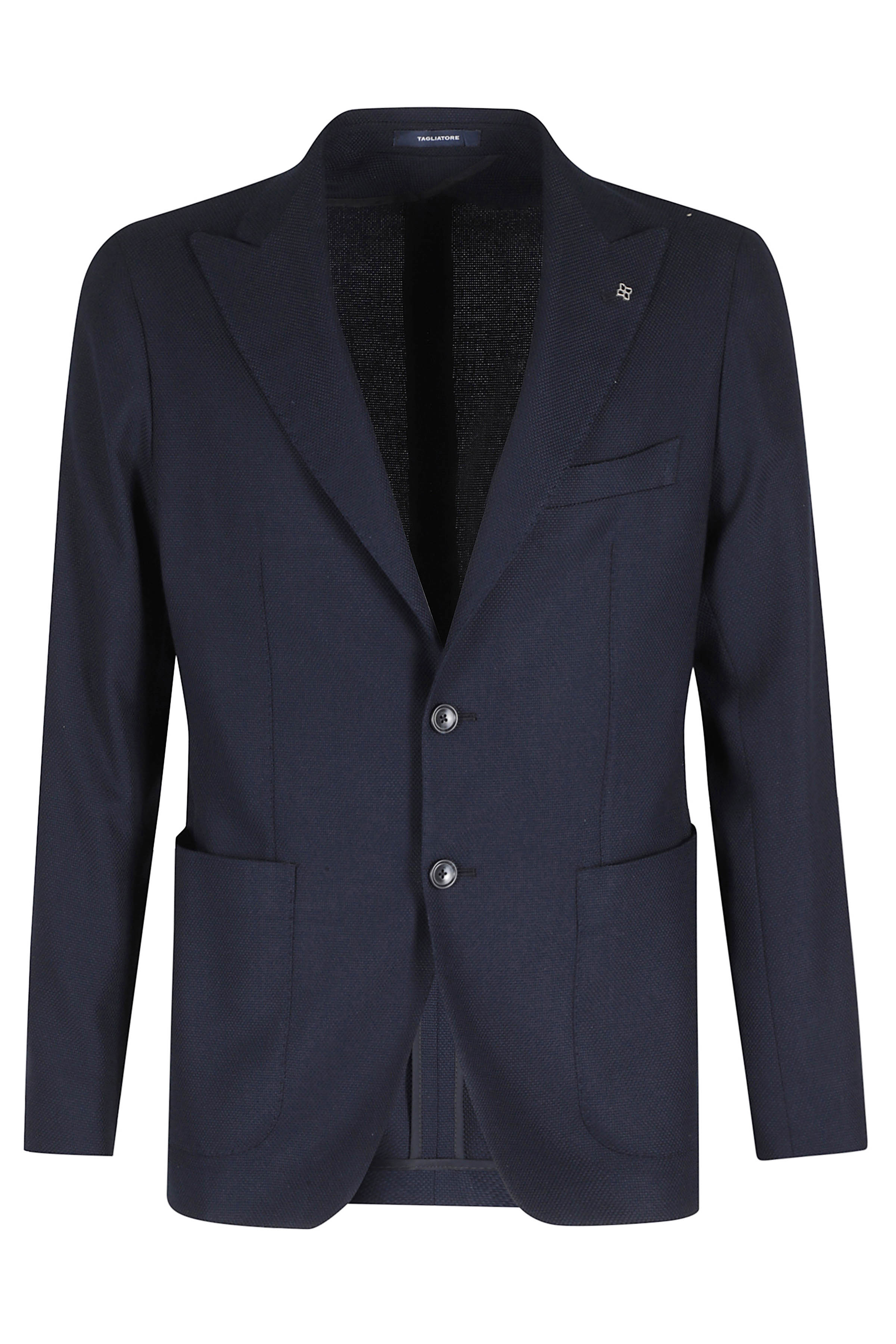 Tagliatore Men's Blue Montecarlo Rever A Lancia 1 Petto Lana Cotone Opsak Vergine Elastane Blazer