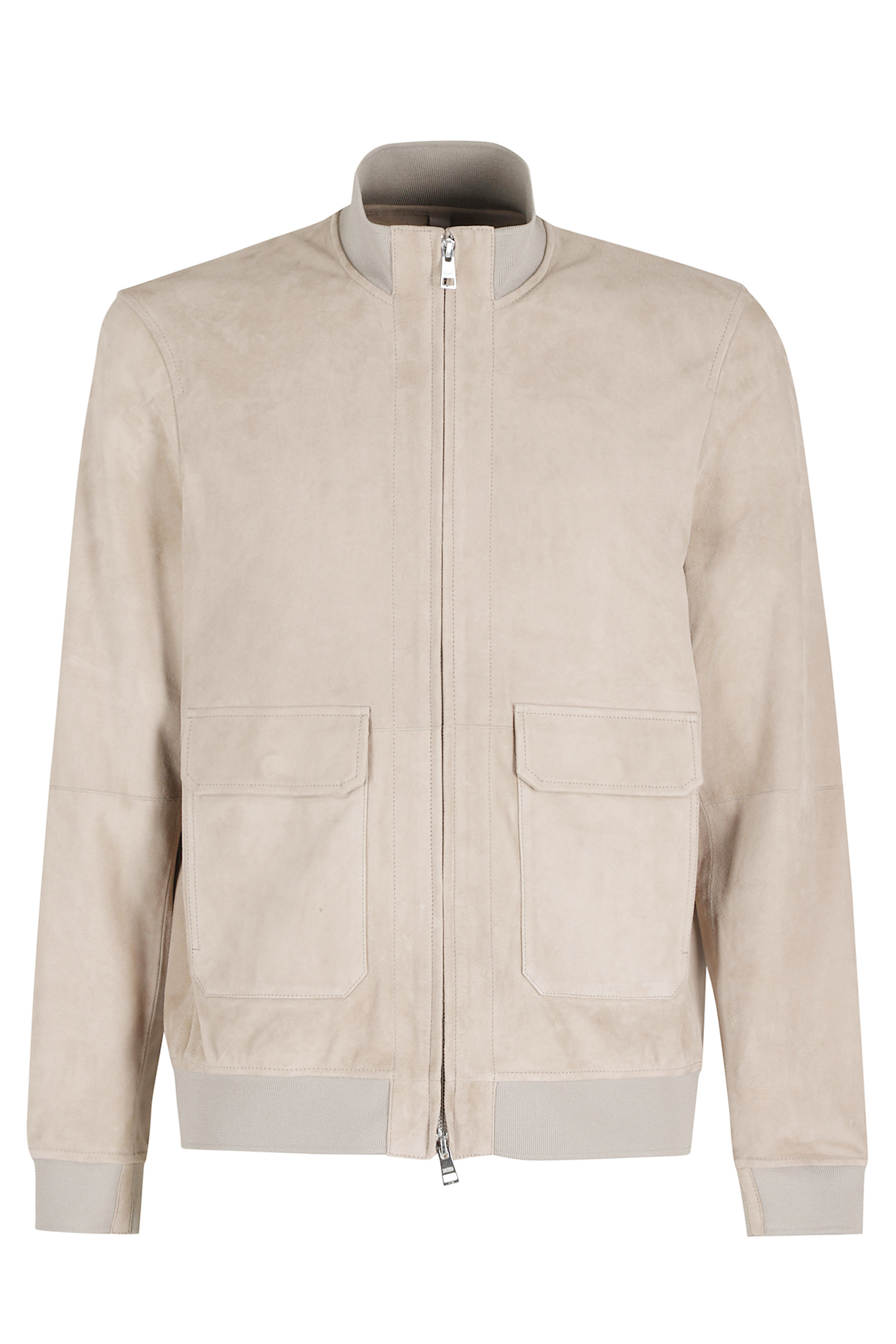 Duno Men's Nude & Neutrals Bomber In Pelle Scamosciata Giubbotto
