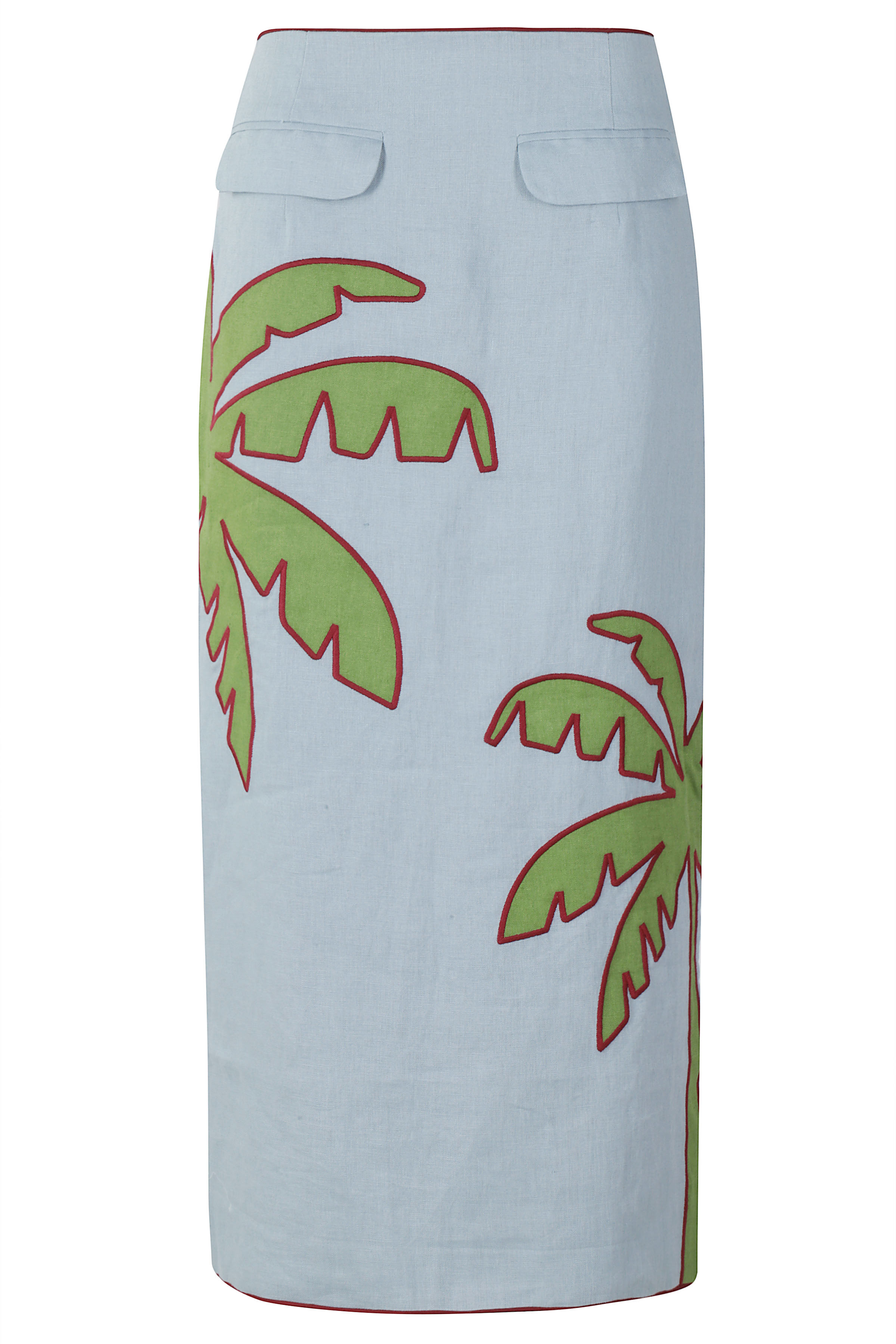Farm Rio Women's Blue Palm Tree Maxi Skirt Gonna