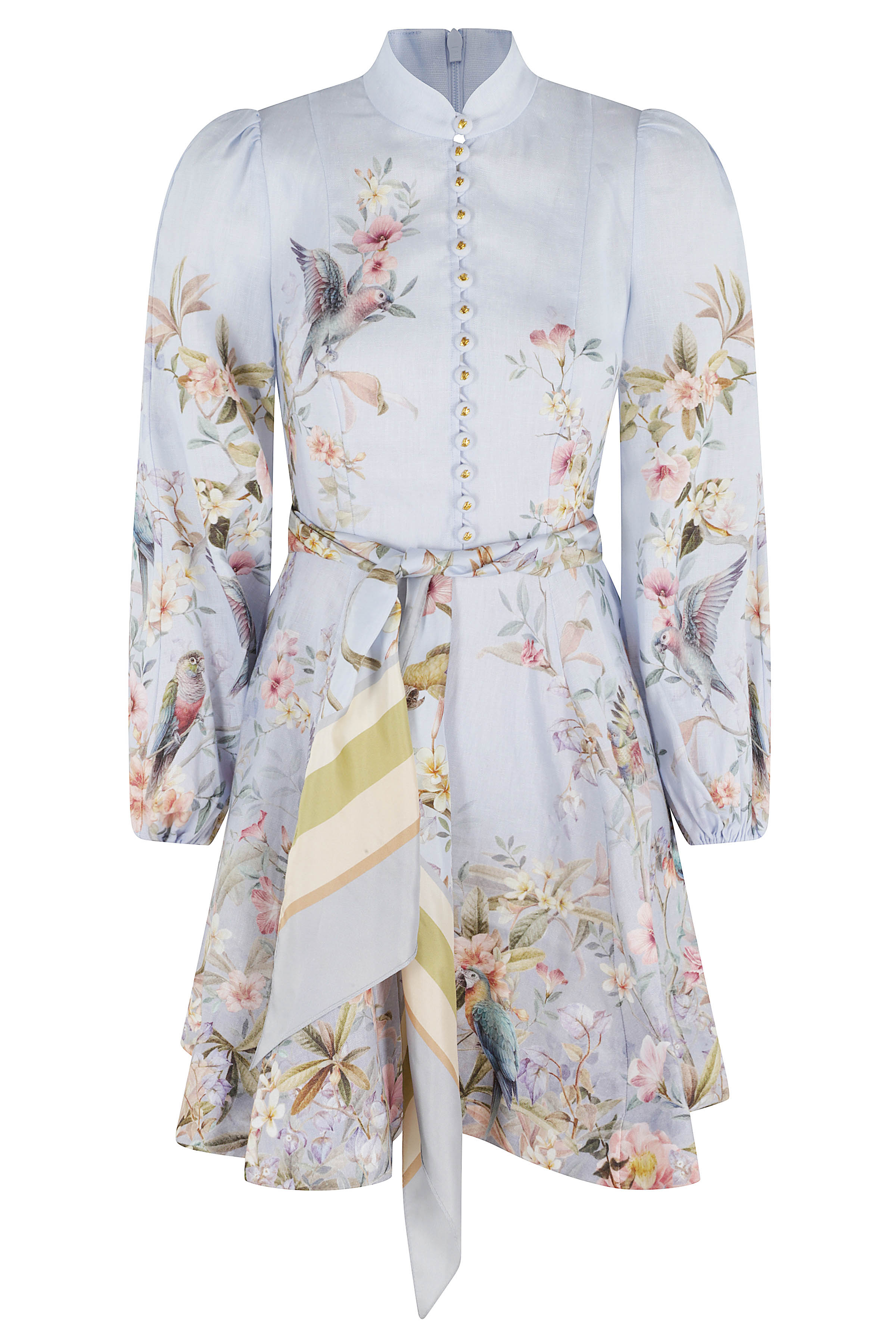 Zimmermann Women's Blue Rebellion Button Mini Dress Lino Abito