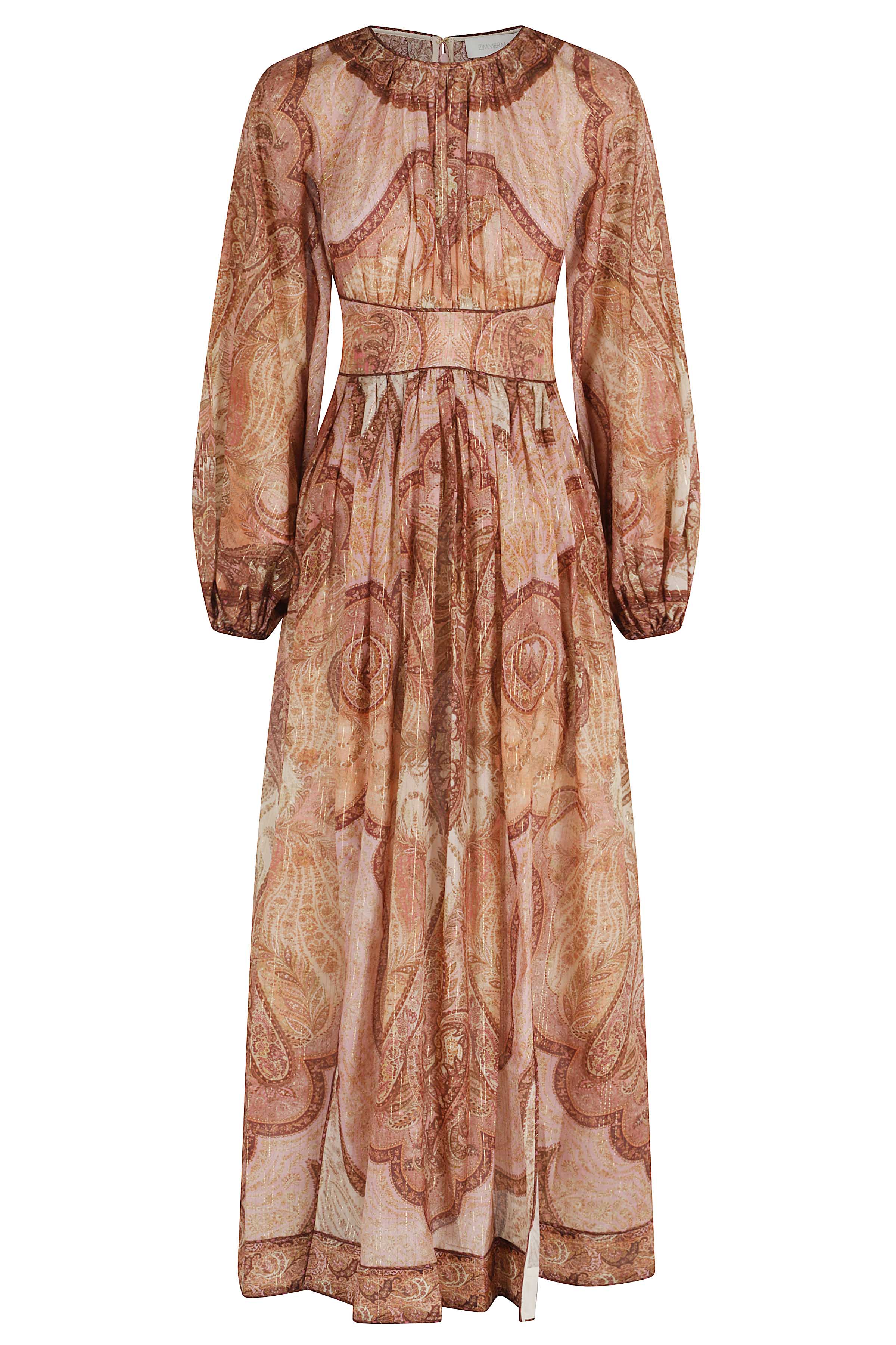 Zimmermann Women's Red Wanderlust Long Sleeve Midi Abito