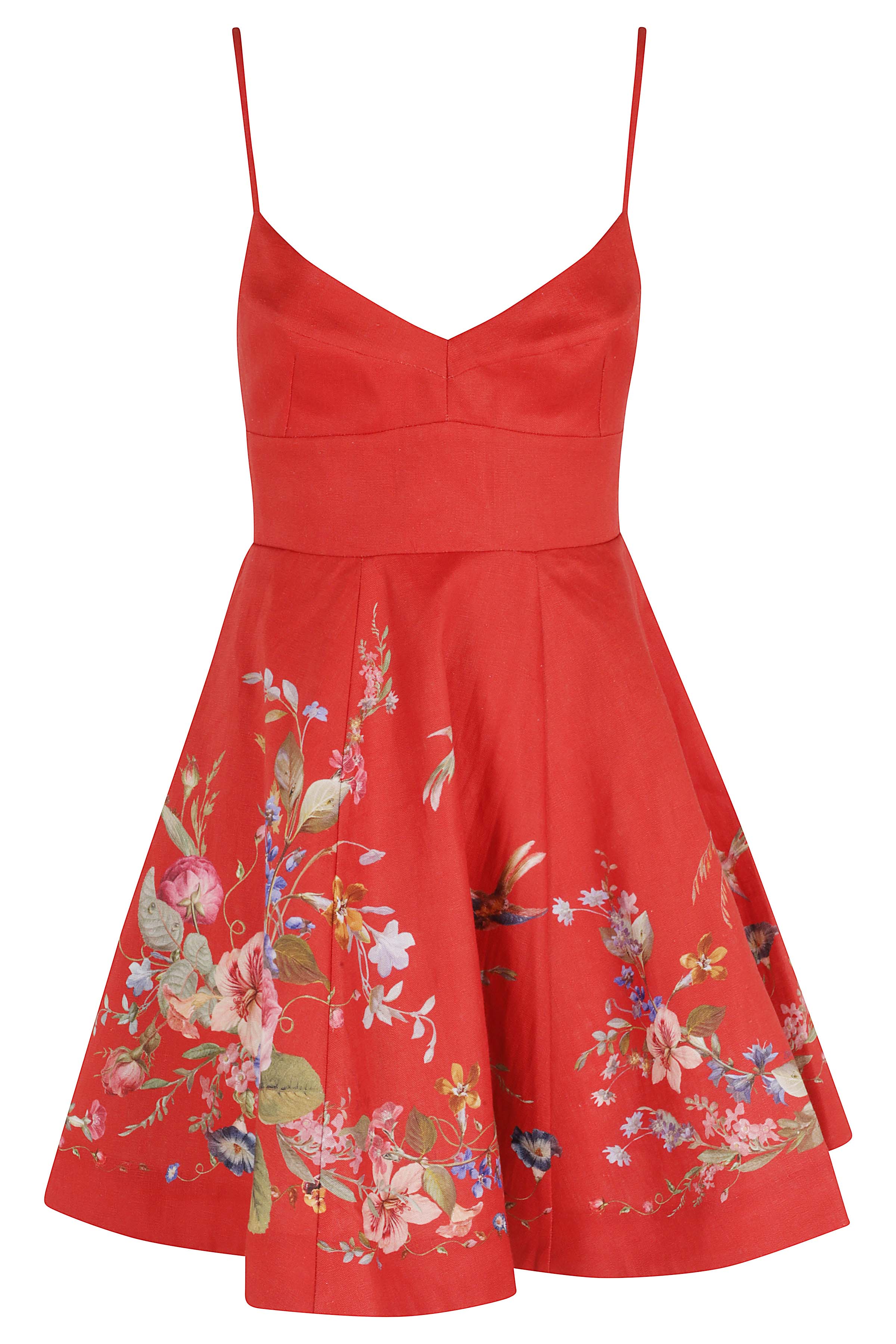 Zimmermann Women's Red Patience Mini Dress Linen Abito