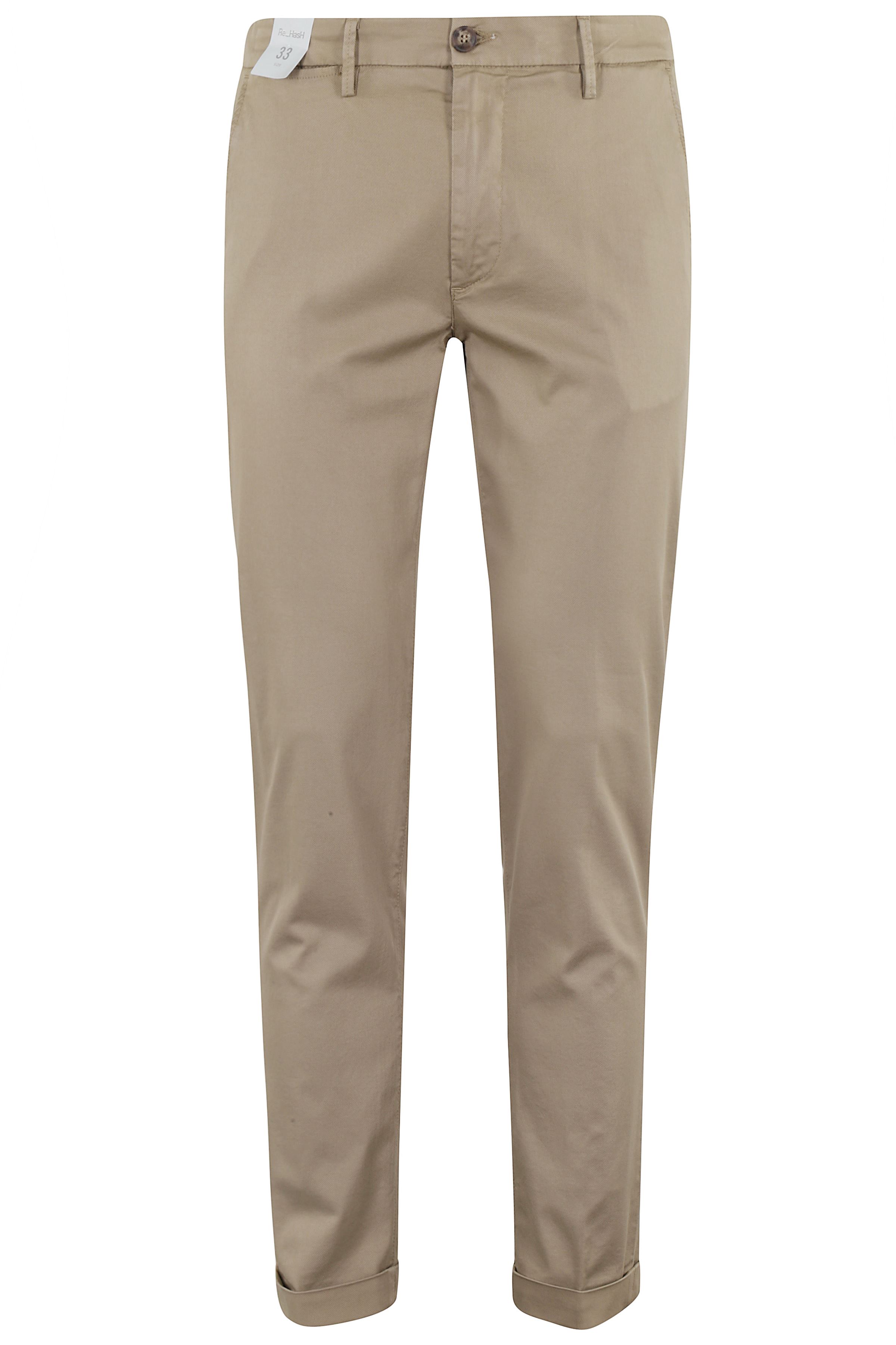 Re-Hash Men's Nude & Neutrals Mucha Chinos Con Risvolto Cotone Lyocell Elastan Pantaloni