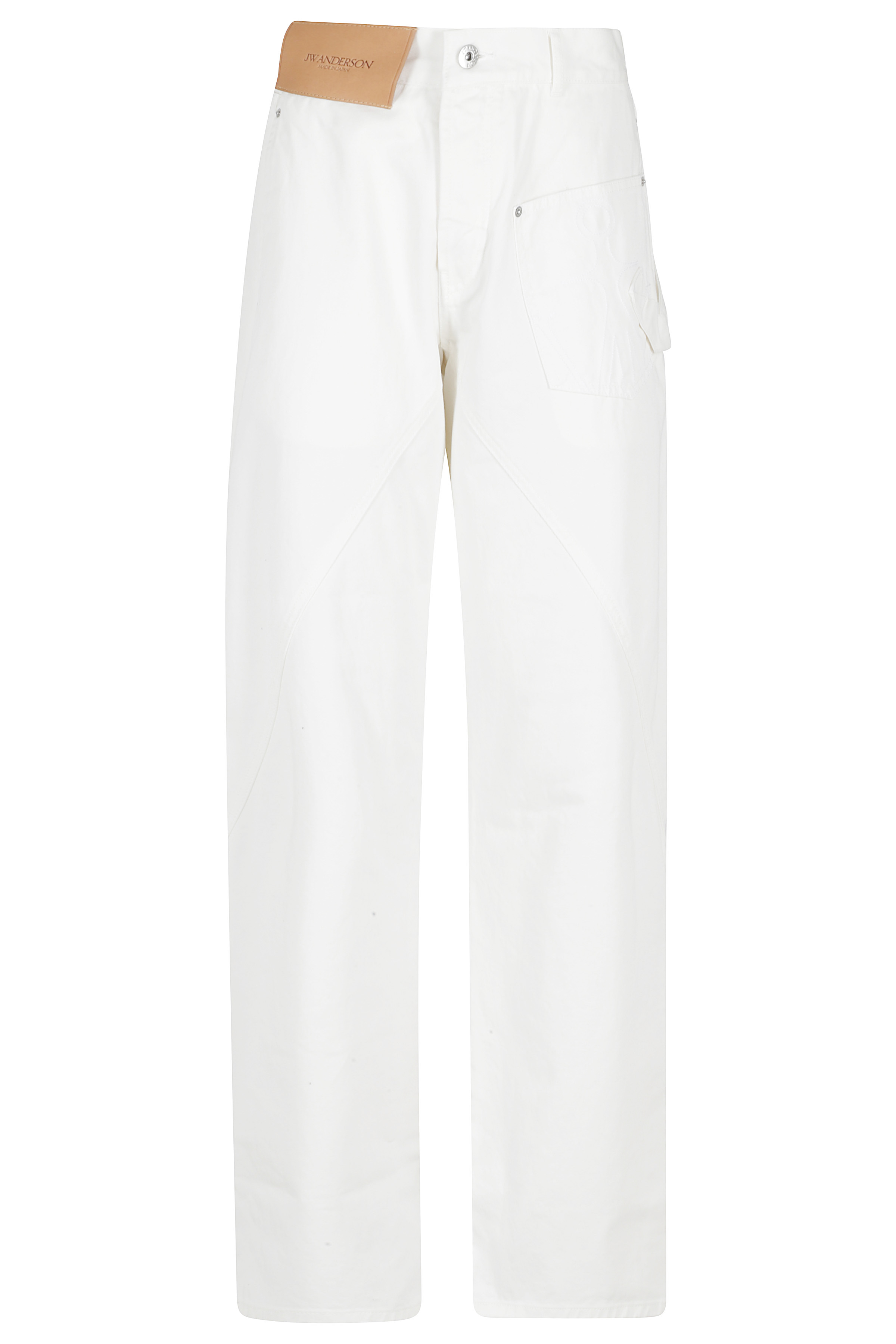 Jw Anderson Women's White Twisted Workwear Jeans Cotton