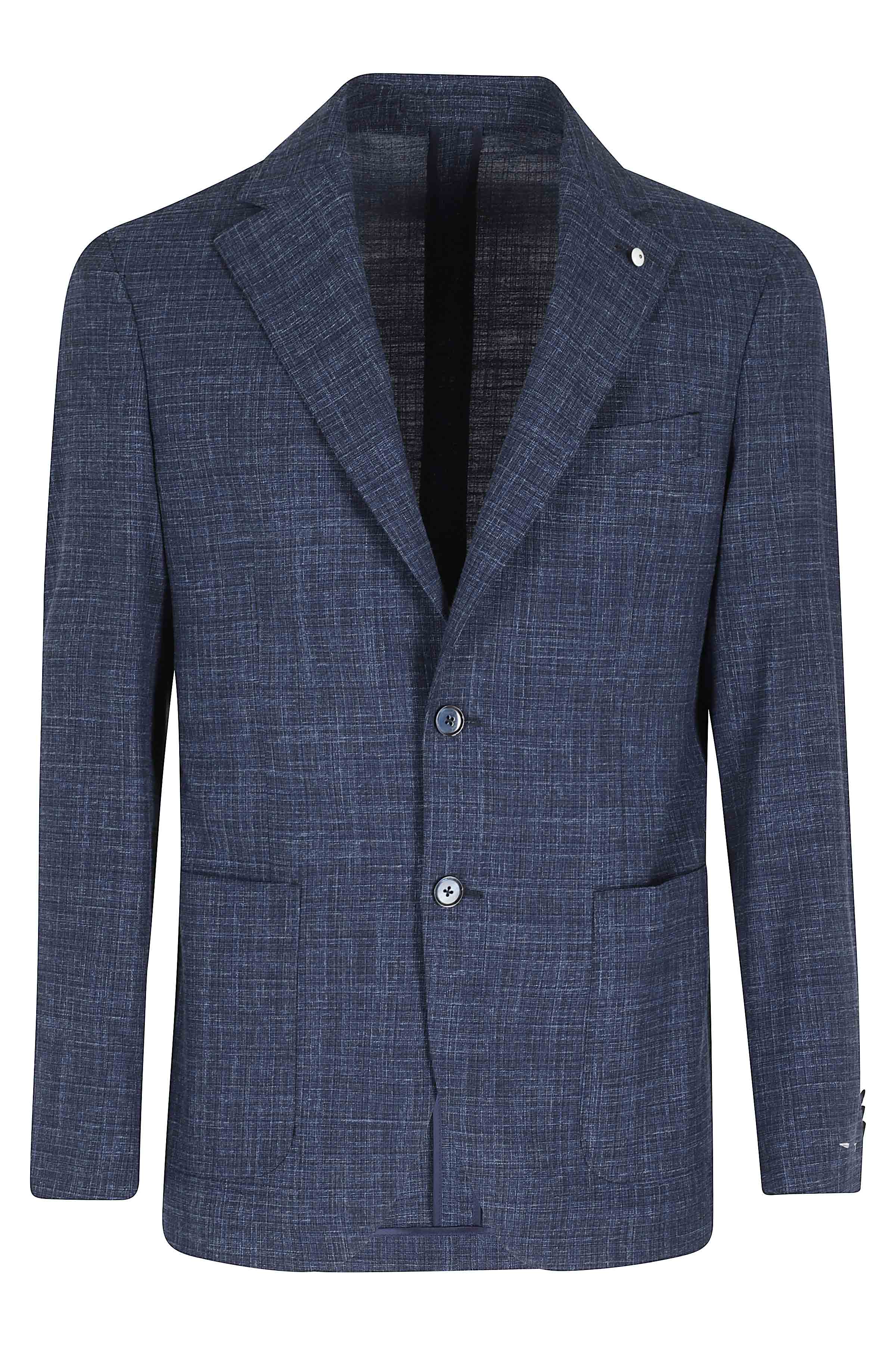 L.b.m. Men's Blue L. B.m. Giacca Effetto Ratier Lana Cotone Blazer