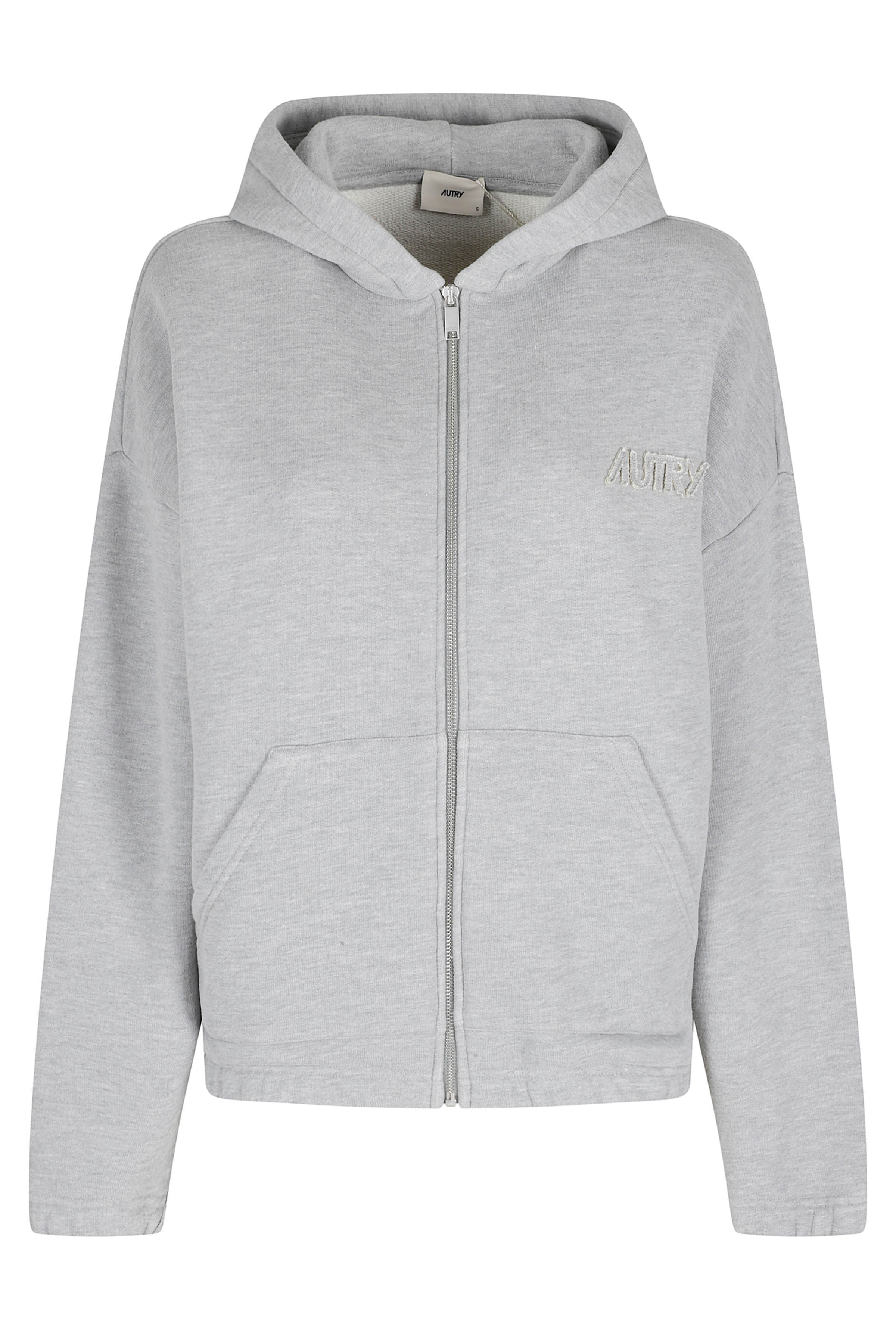 Autry Women's Grey Hoodie Zip Cotone Felpa