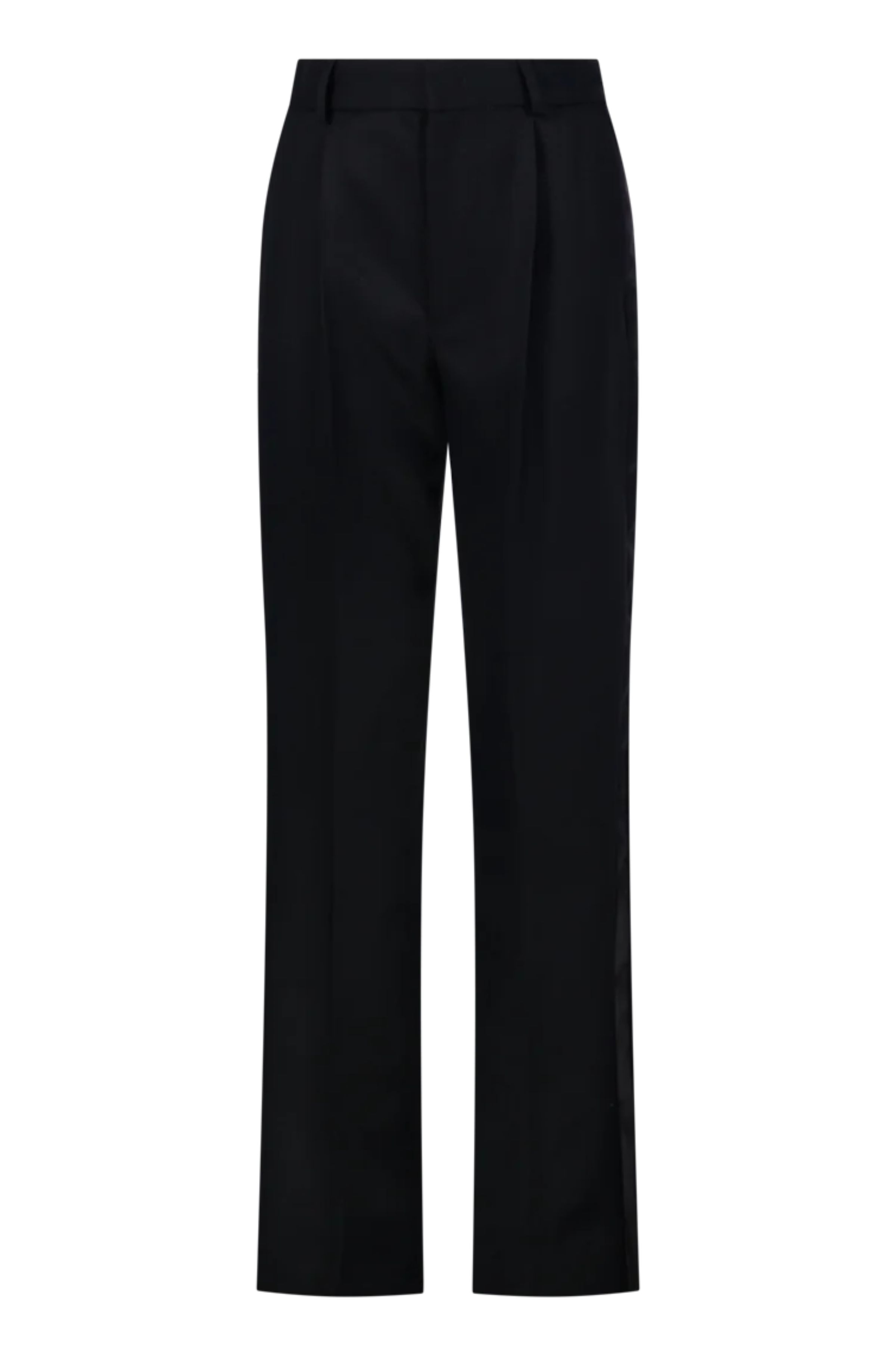Victoria Beckham Women's Black Straight Leg Tailored Trouser Polyester Virgin Wool Pantaloni