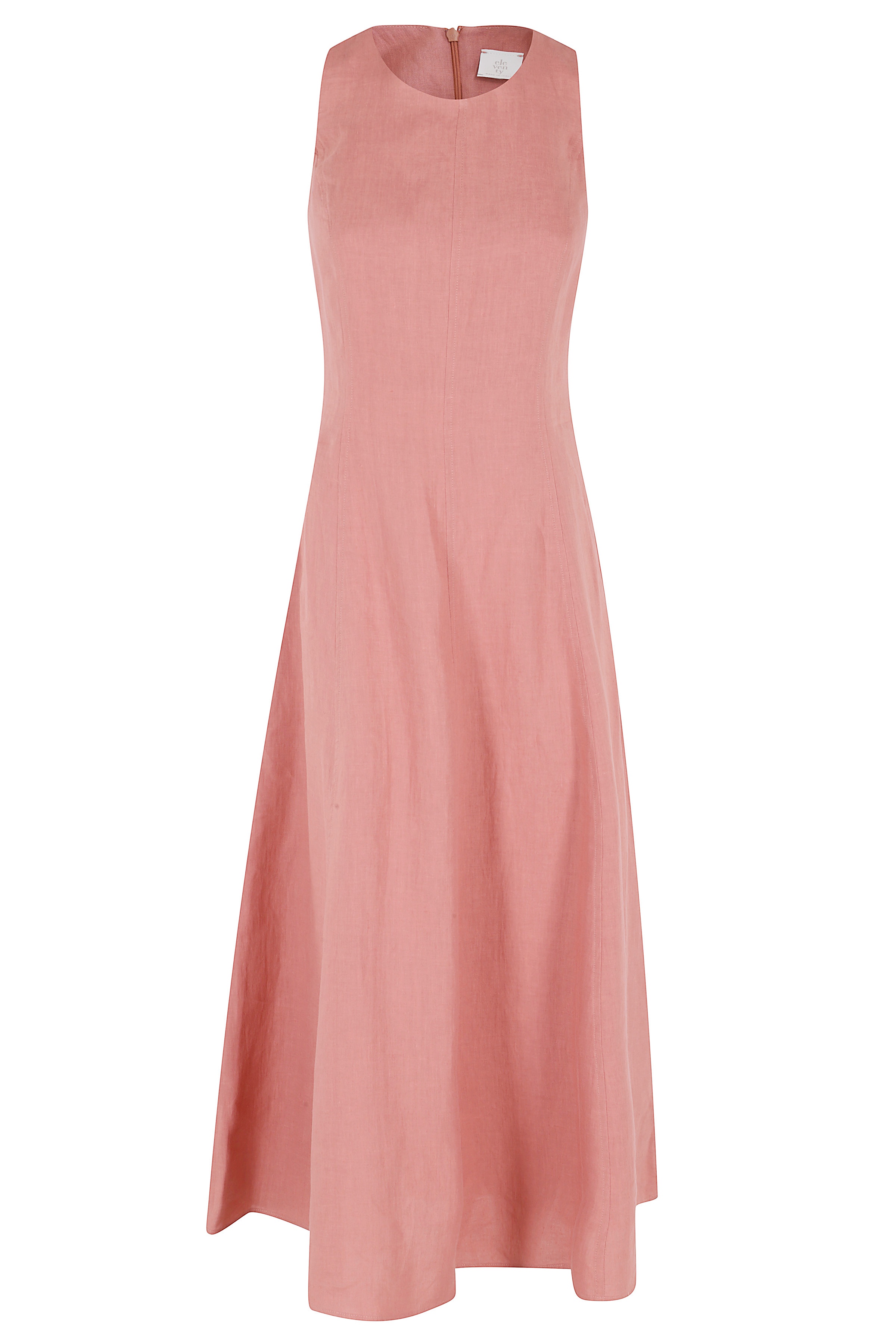 Eleventy Women's Pink & Purple Abito Lungo Smanicato Linen