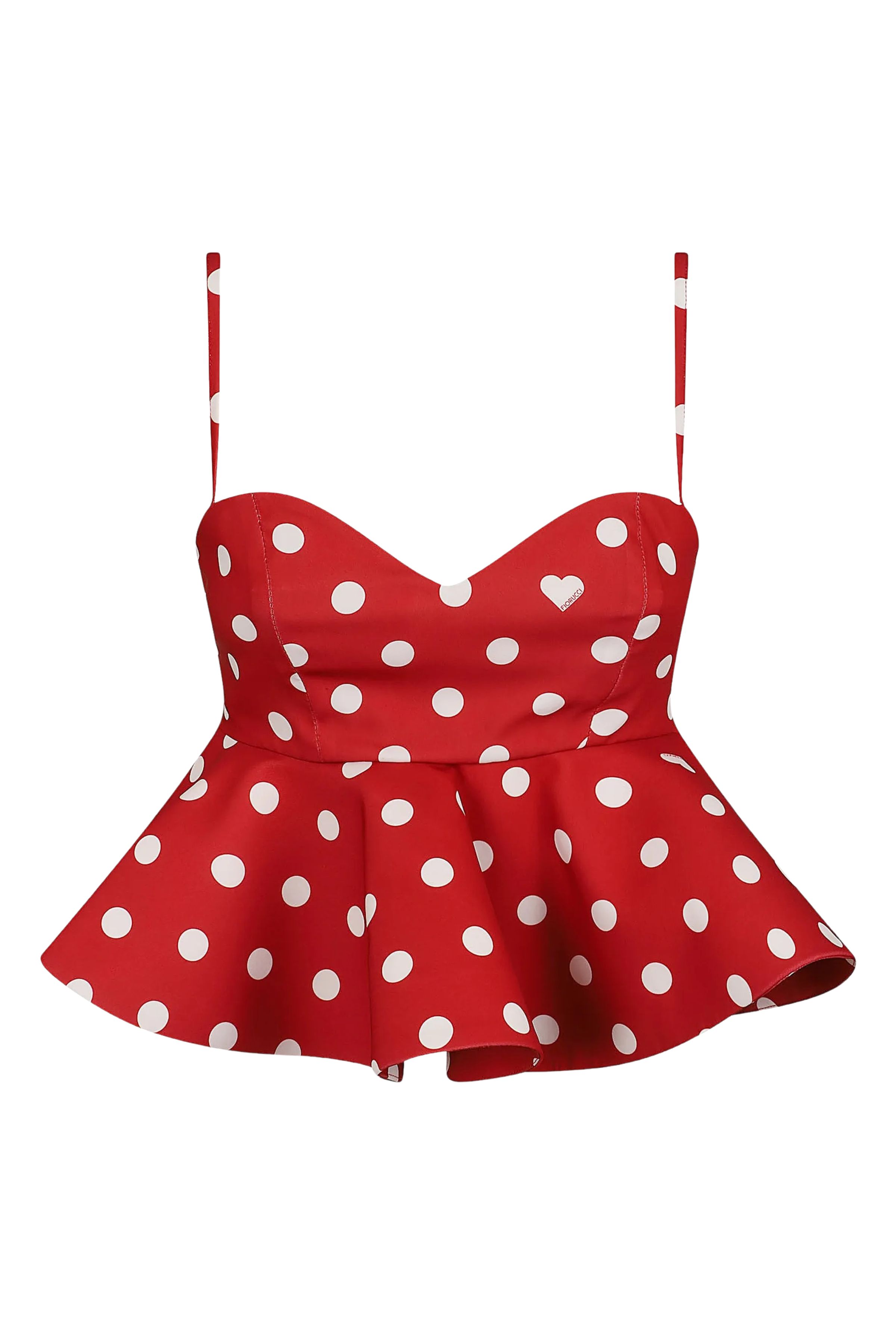 Fiorucci Women's Red Polka Dot Peplum Crop Top Poliestere