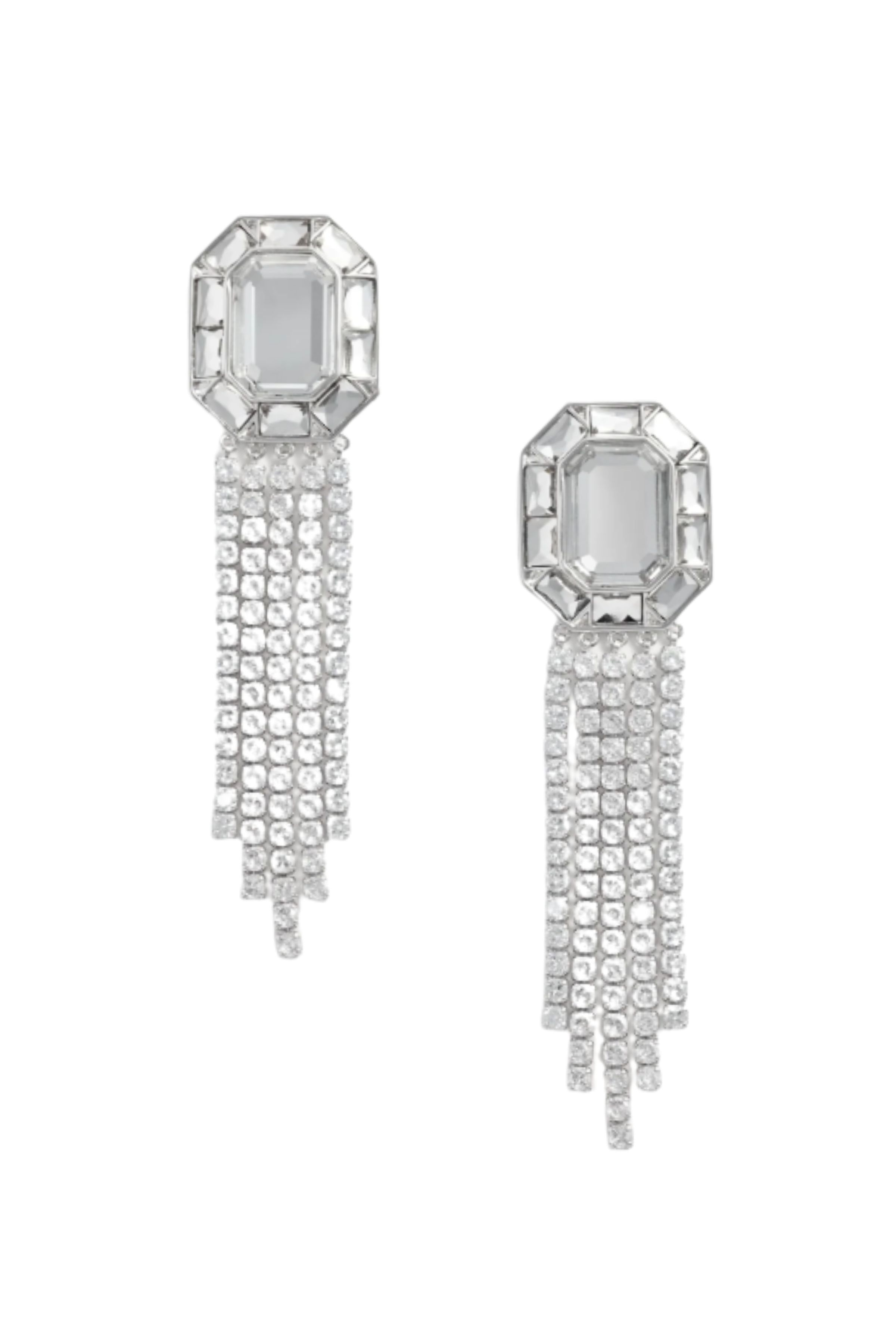 Self- Portrait Women's Metallic Crystal Droplet Earrings Brass Orecchini