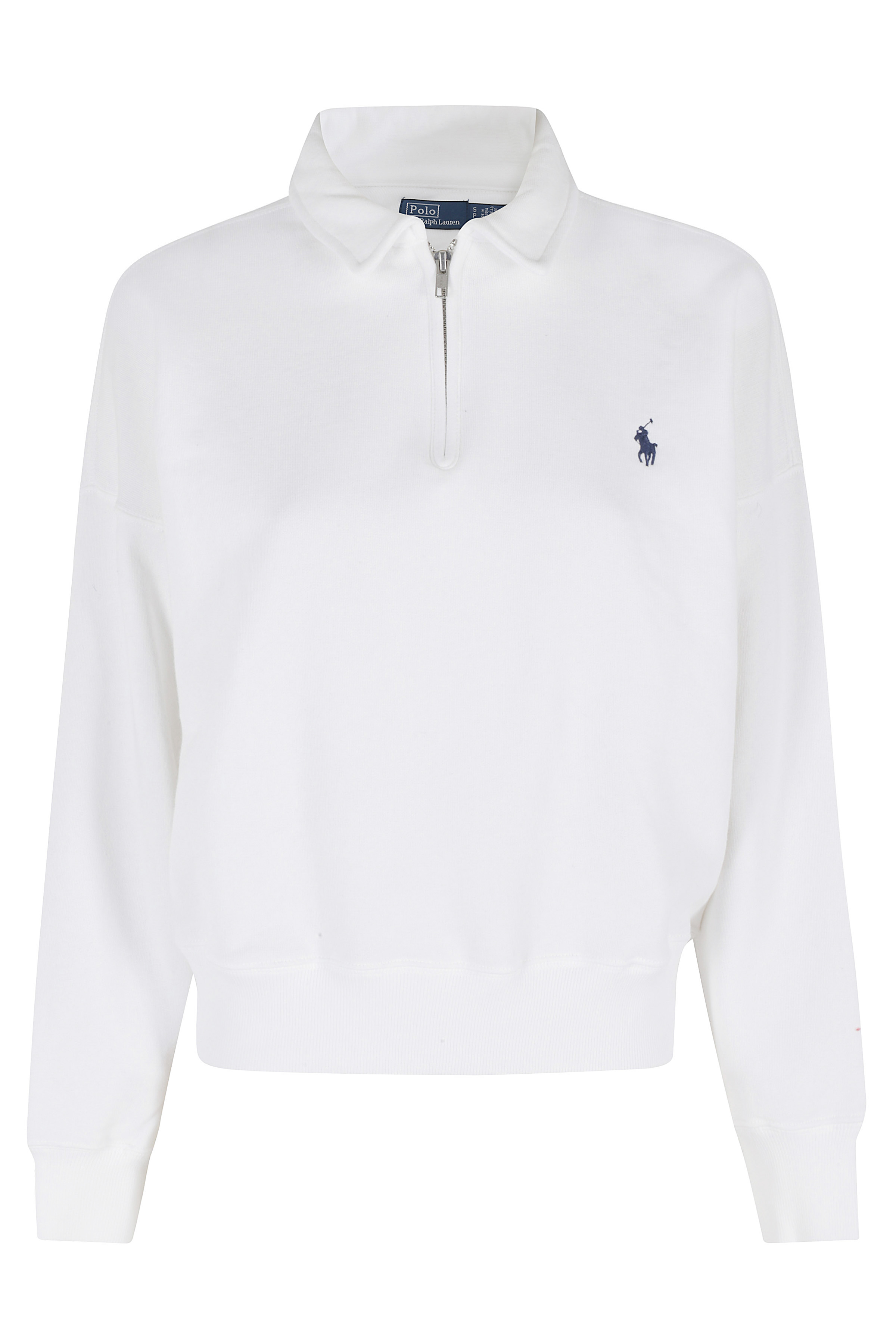 Polo Ralph Lauren Women's White Half Zip Sweatshirt Cotone Poliestere Maglia