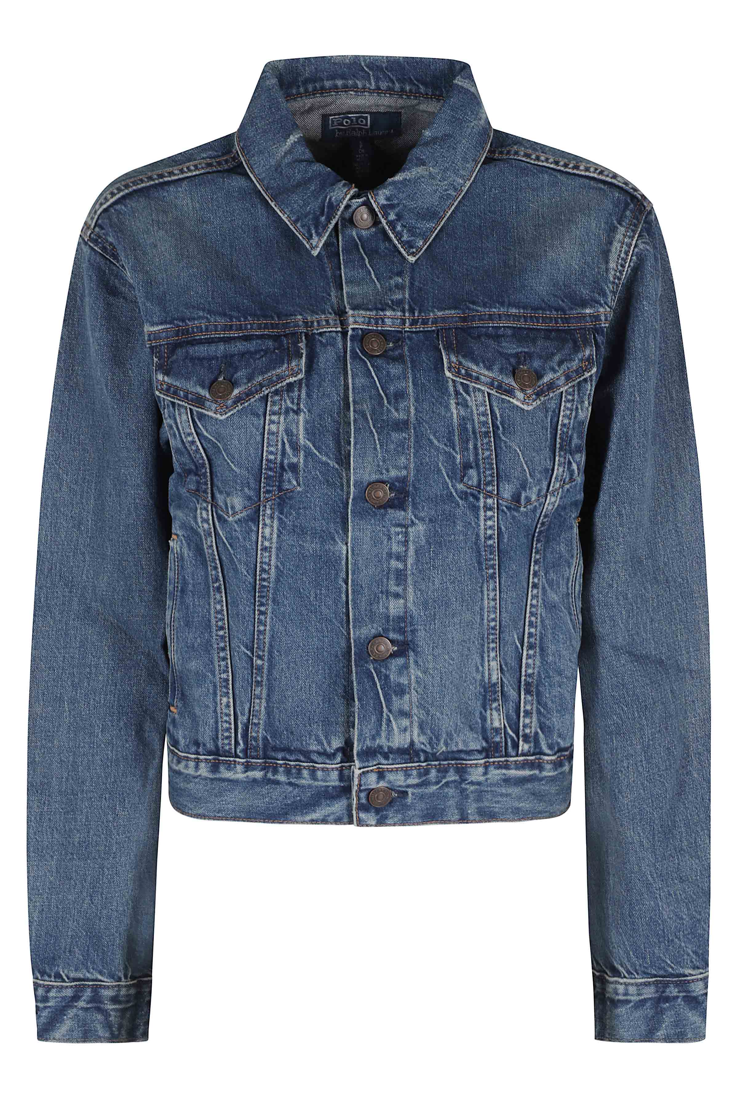 Polo Ralph Lauren Women's Blue Classic Trucker Jacket Cotone Giubbotto