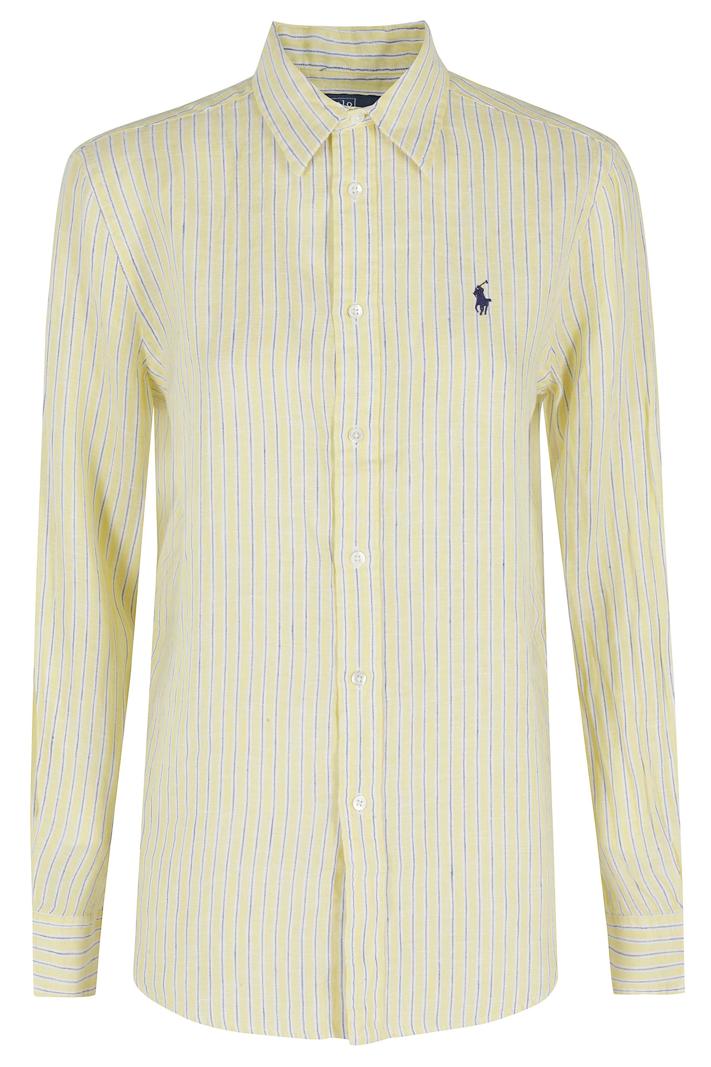 Polo Ralph Lauren Women's Yellow & Orange Sport Shirt Linen Camicia