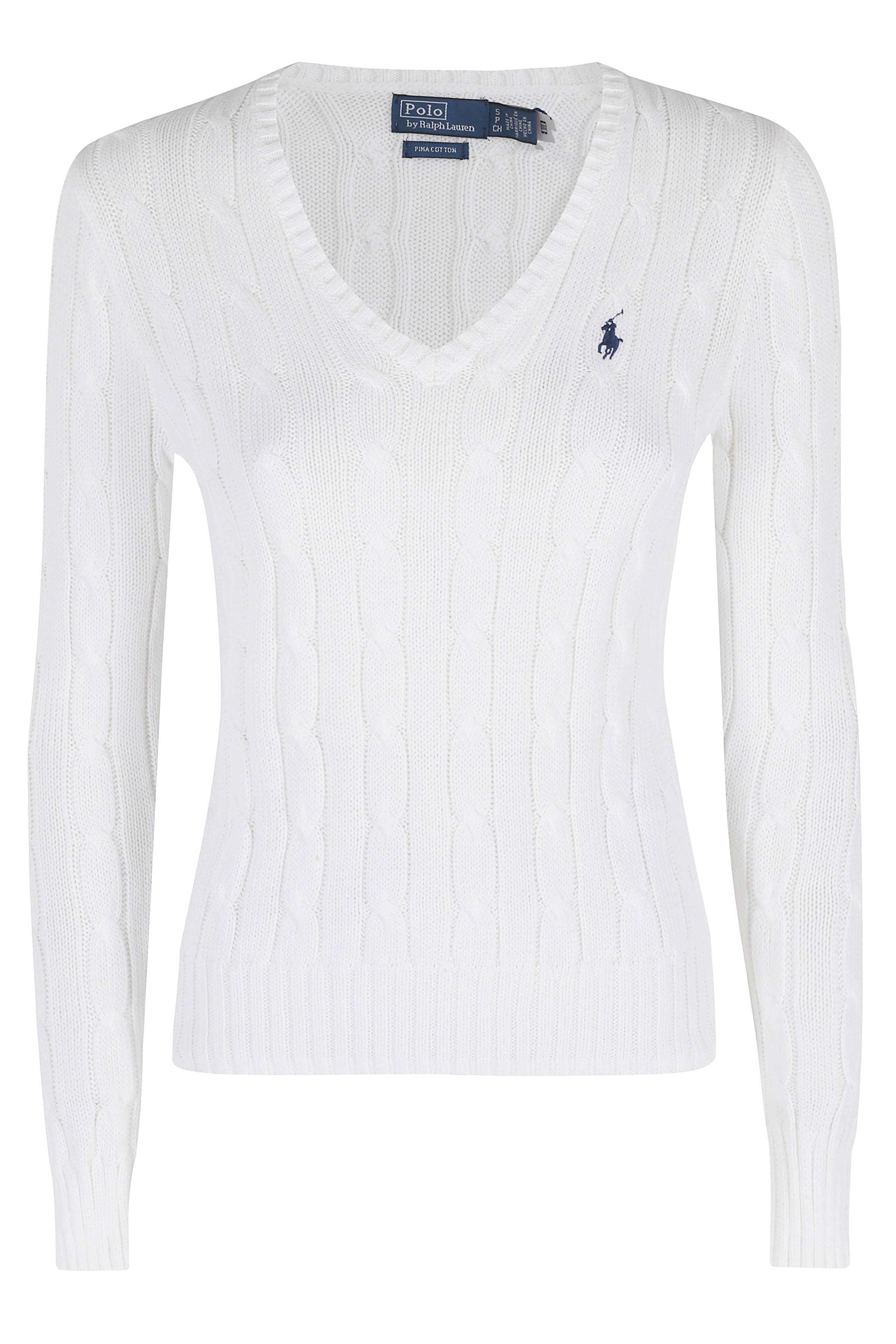 Polo Ralph Lauren Women's White Long Sleeve Pullover Cotone Maglia