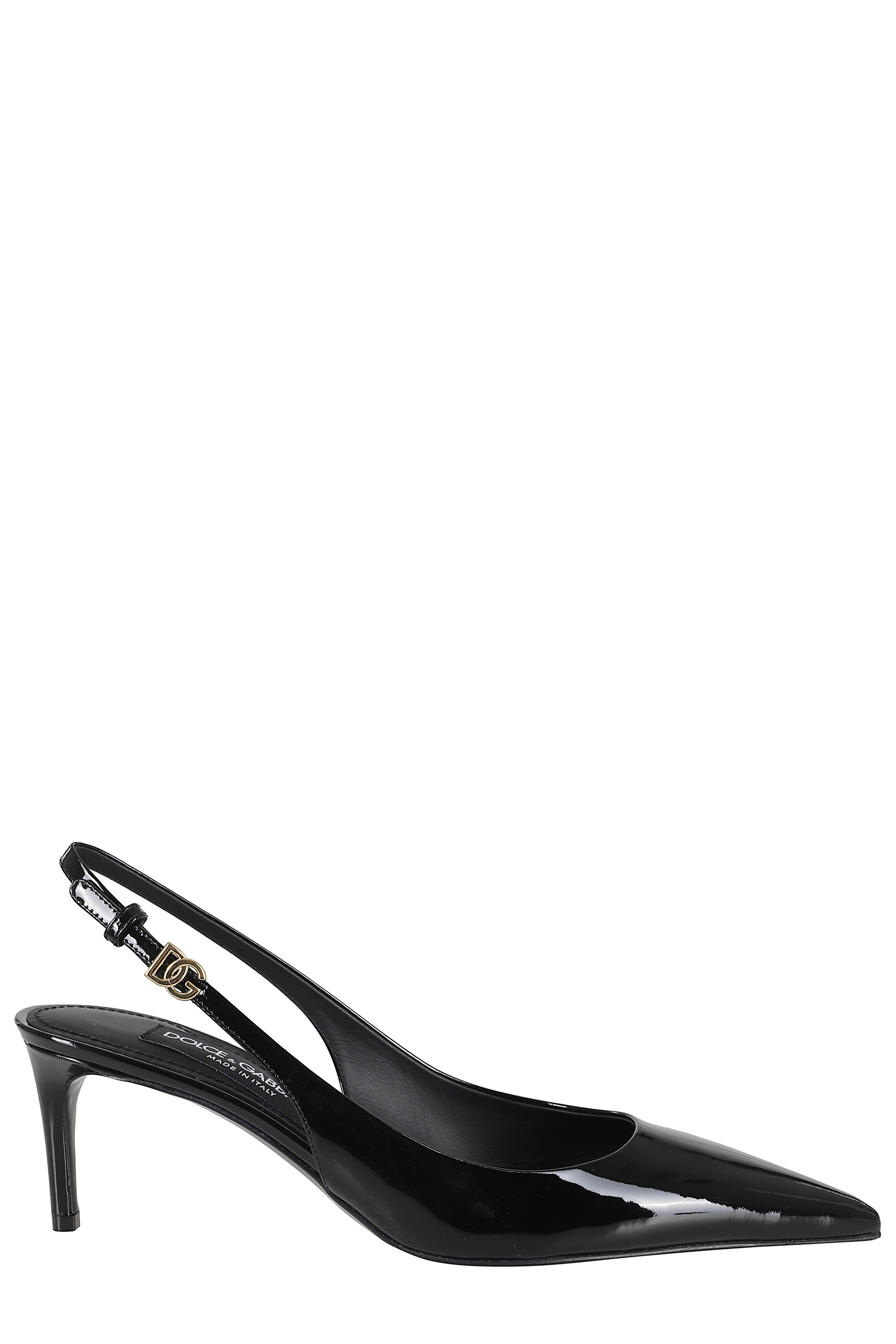 Dolce & Gabbana Women's Black Slingback Vernice Pelle Verniciata Calzature