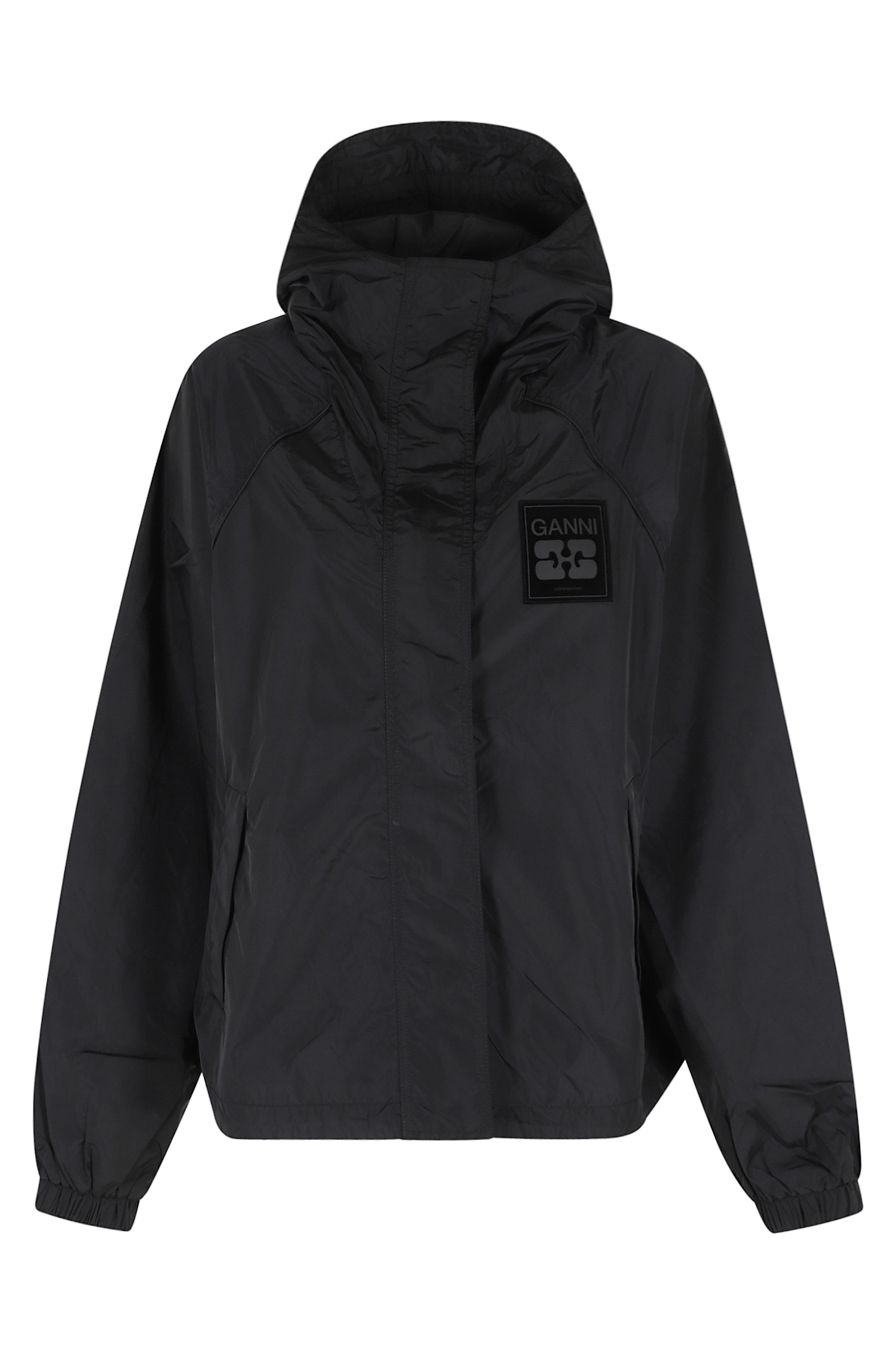 Ganni Women's Black Flyweight Nylon Jacket Recycled Giubbotto