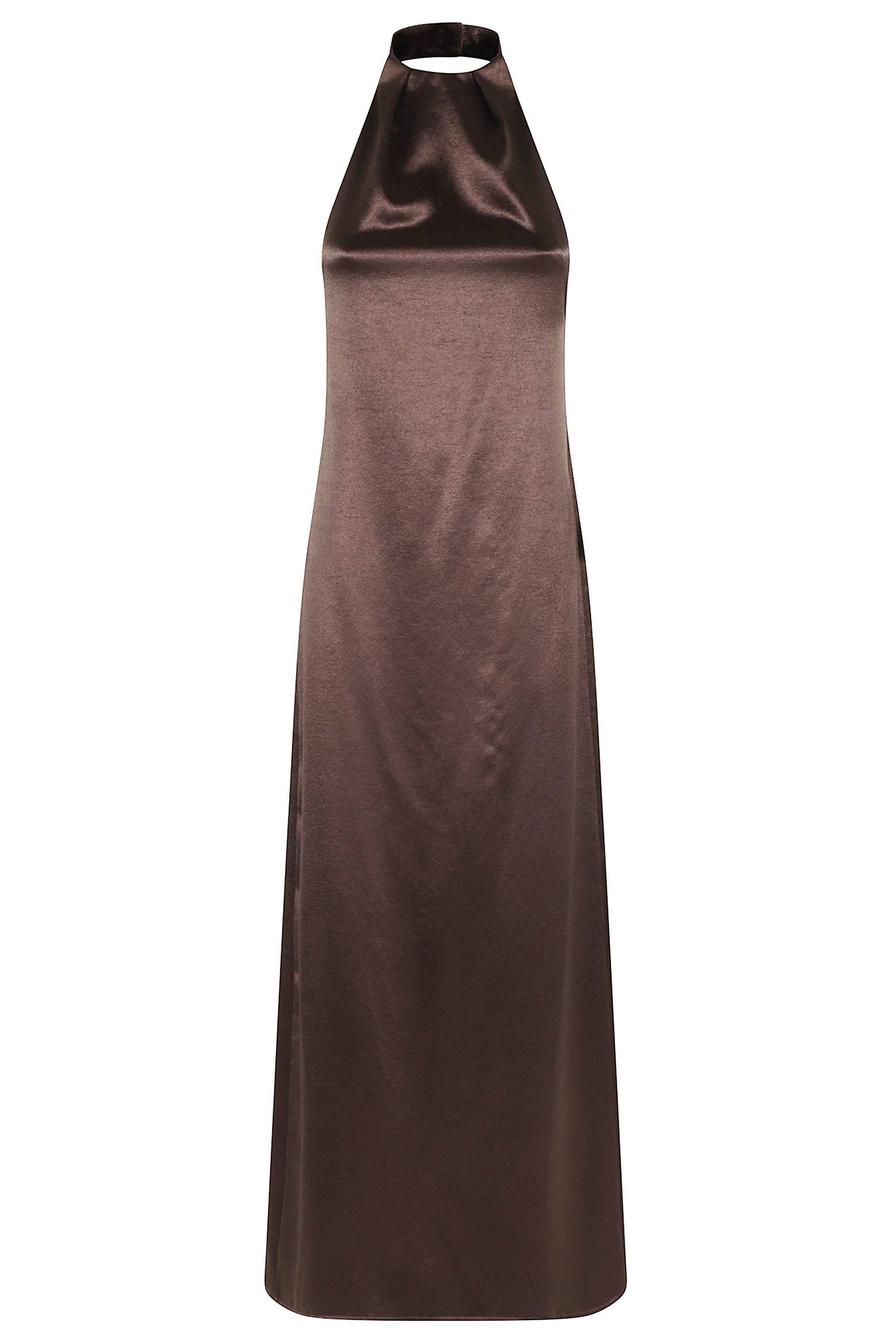 Alysi Women's Brown Abito Shiny Halter Lungo Poliestere