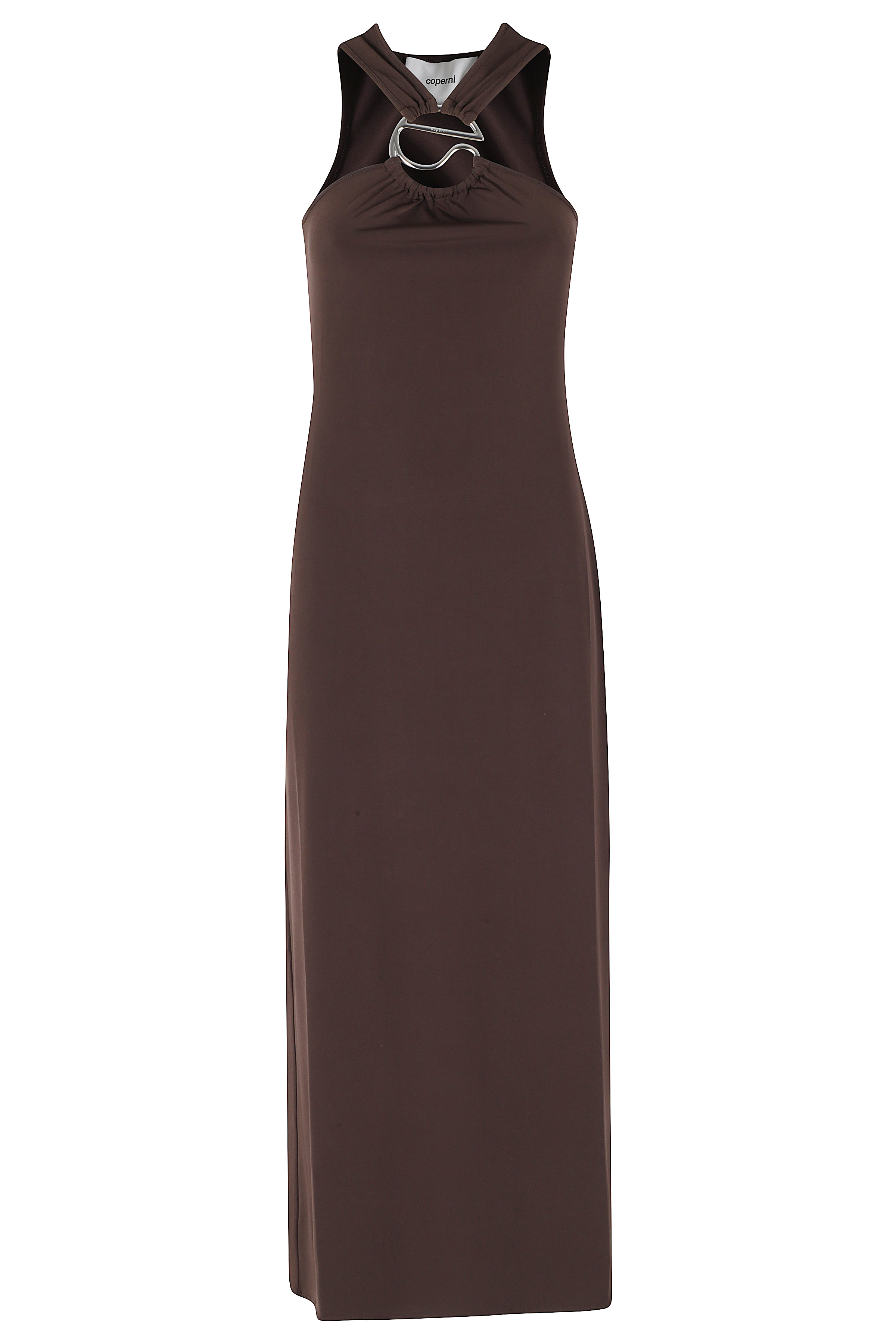 Coperni Women's Brown C Logo Crossed Dress Poliestere Elastane Abito
