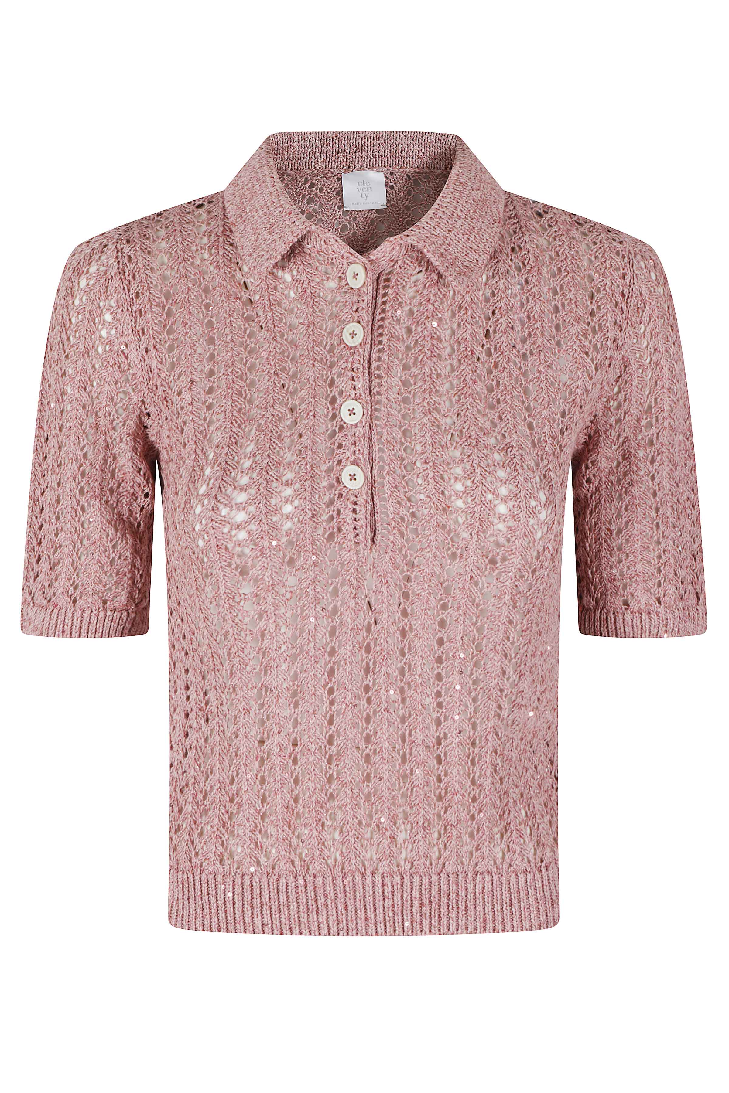 Eleventy Women's Pink & Purple Polo Maglia Cotone Lino Poliestere