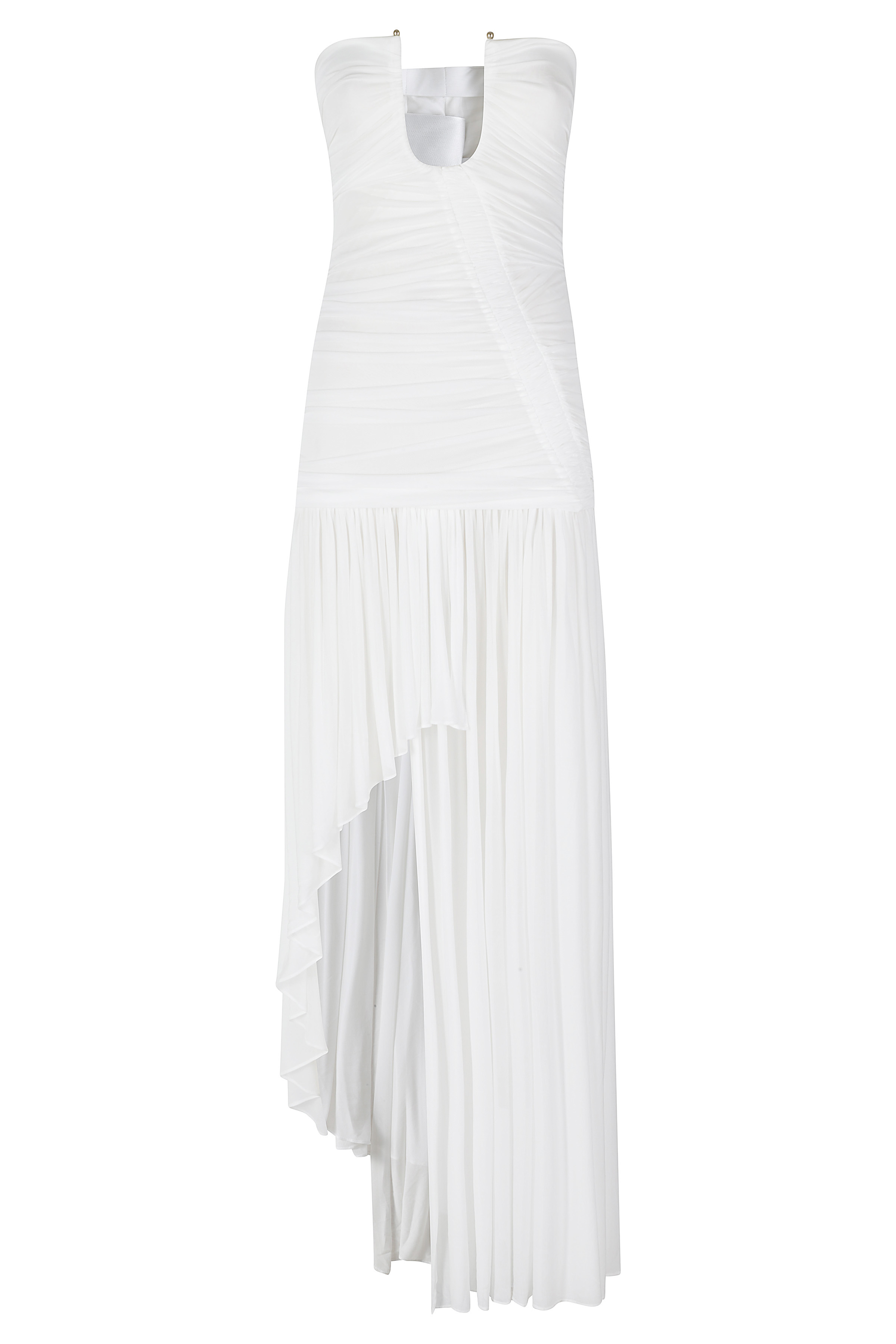 Christopher Esber Women's White Arced Orion Strapless Gown Brass Trim Abito