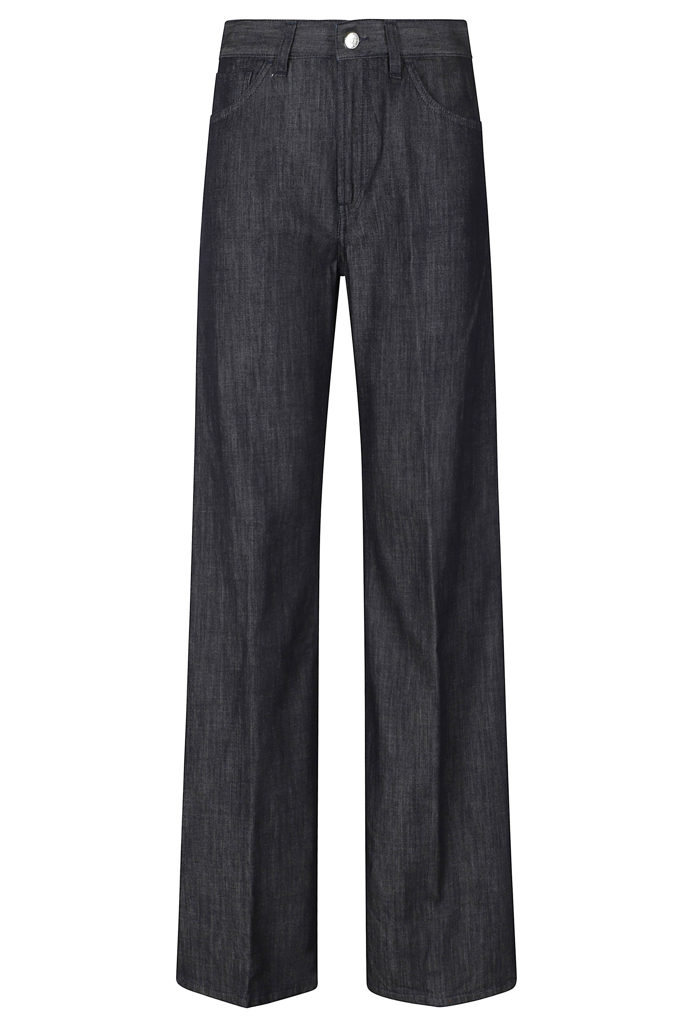 Dondup Women's Blue Jeans 5Tasche Wide Leg Amber Cotone Seta