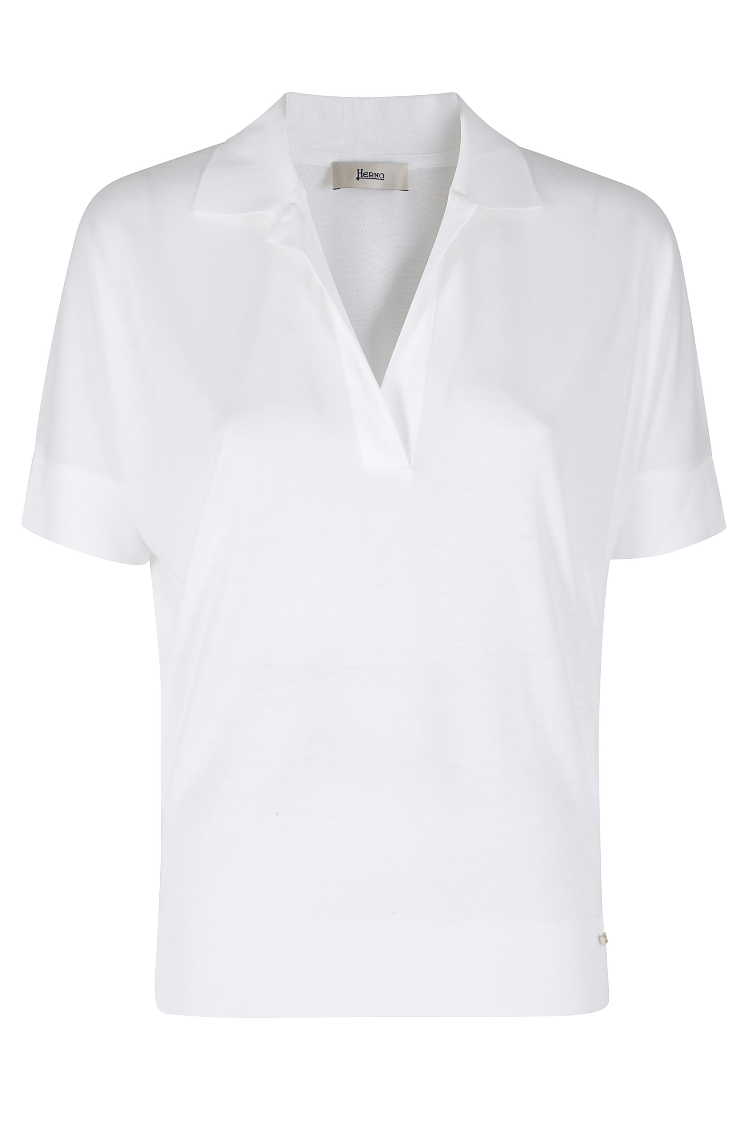 Herno Women's White Polo Lyocell Cotone