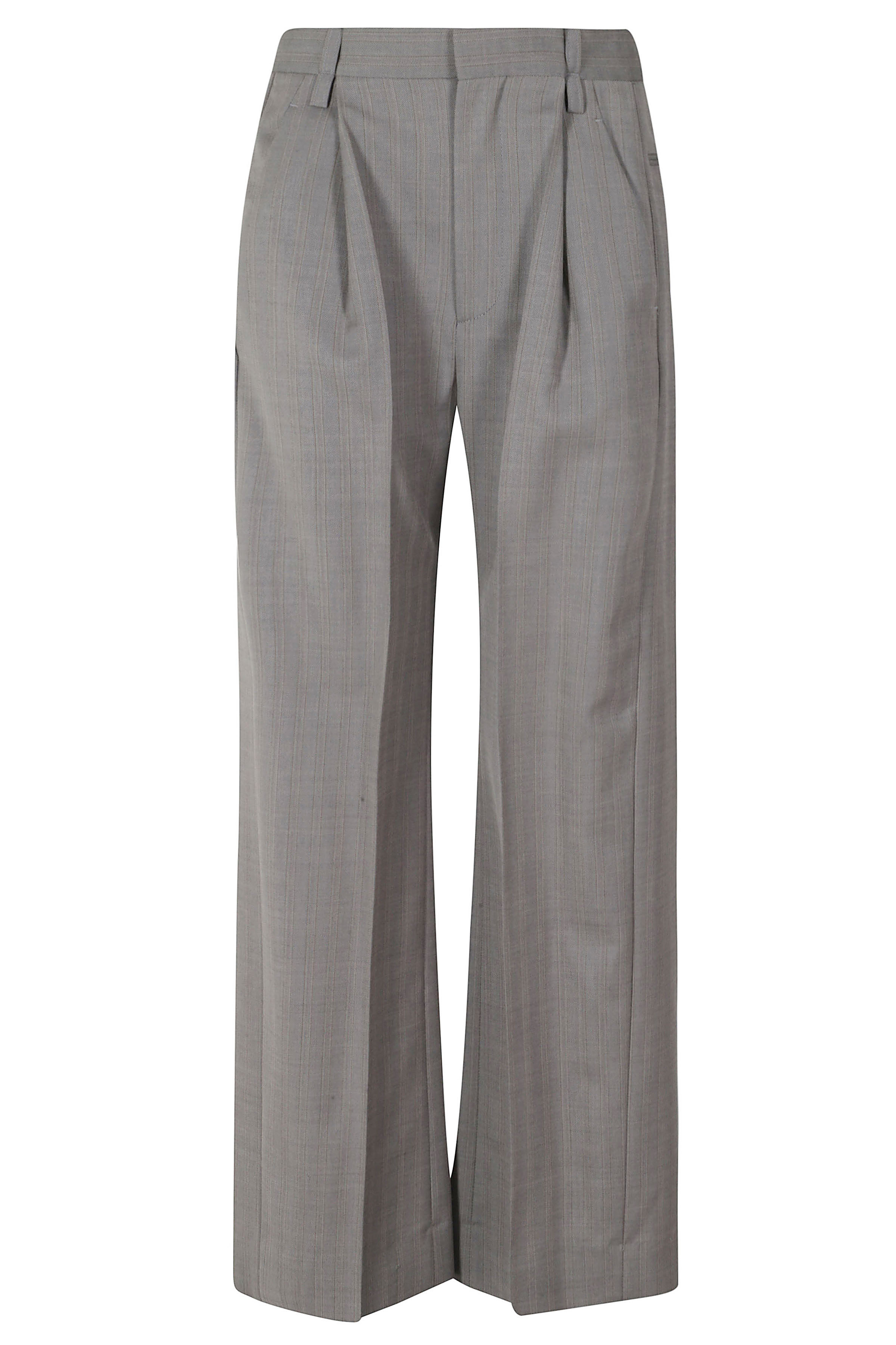 Victoria Beckham Women's Grey Pleated Trouser Pantaloni