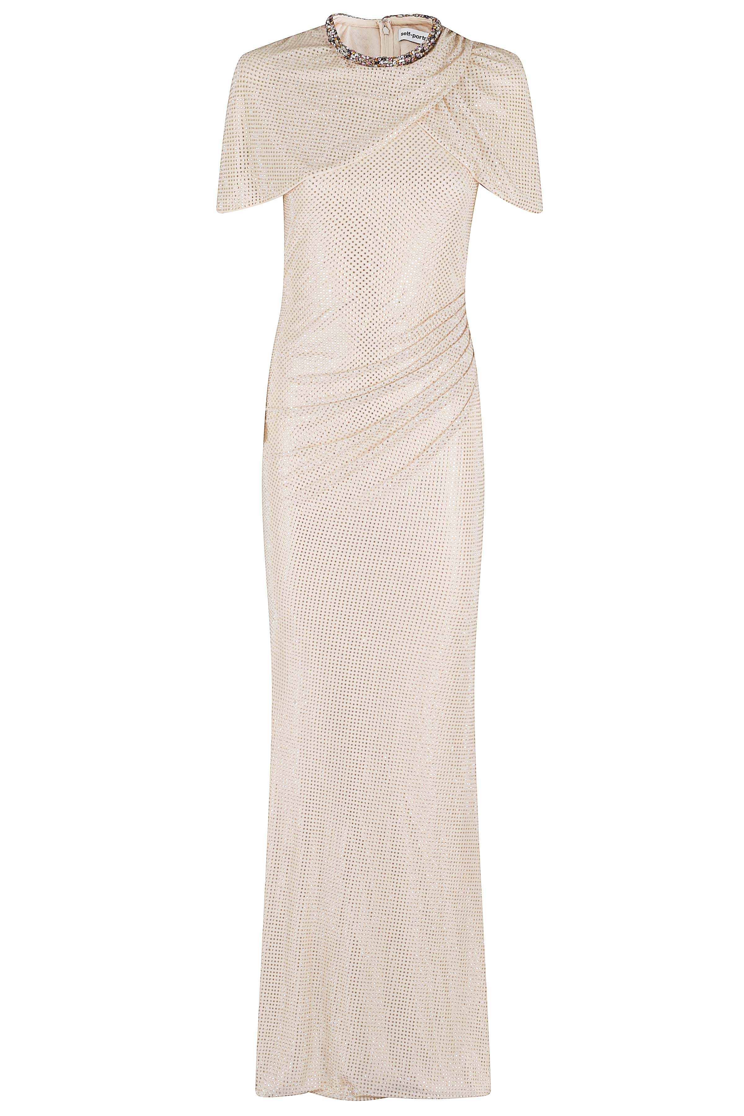 Self- Portrait Women's Nude & Neutrals Champagne Rhinestone Maxi Dress Abito