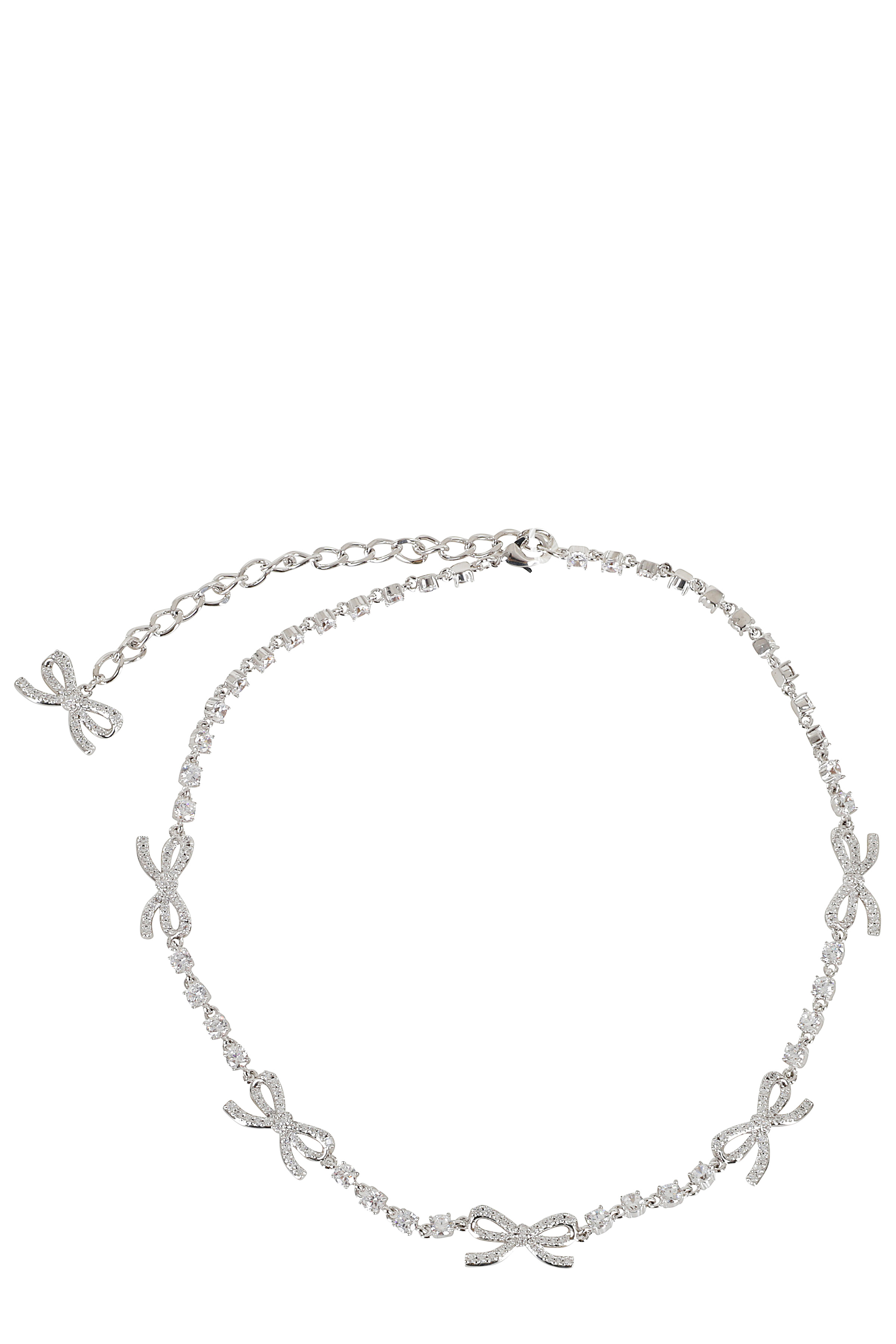Self- Portrait Women's Metallic Crystal Bow Necklace Brass Collana