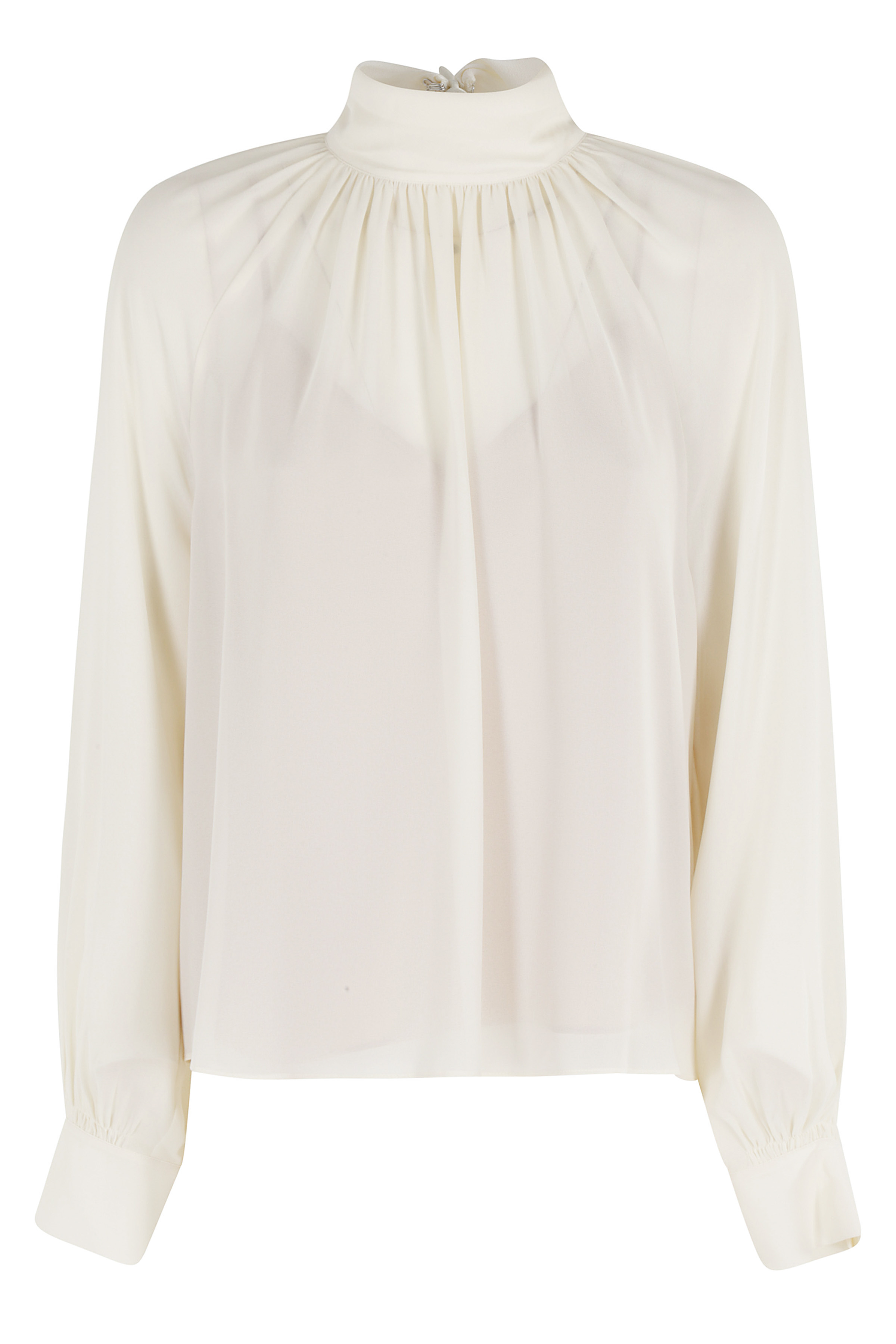 Vince Women's Nude & Neutrals Gathered Draped Neck Blouse Recycled Polyester Tops