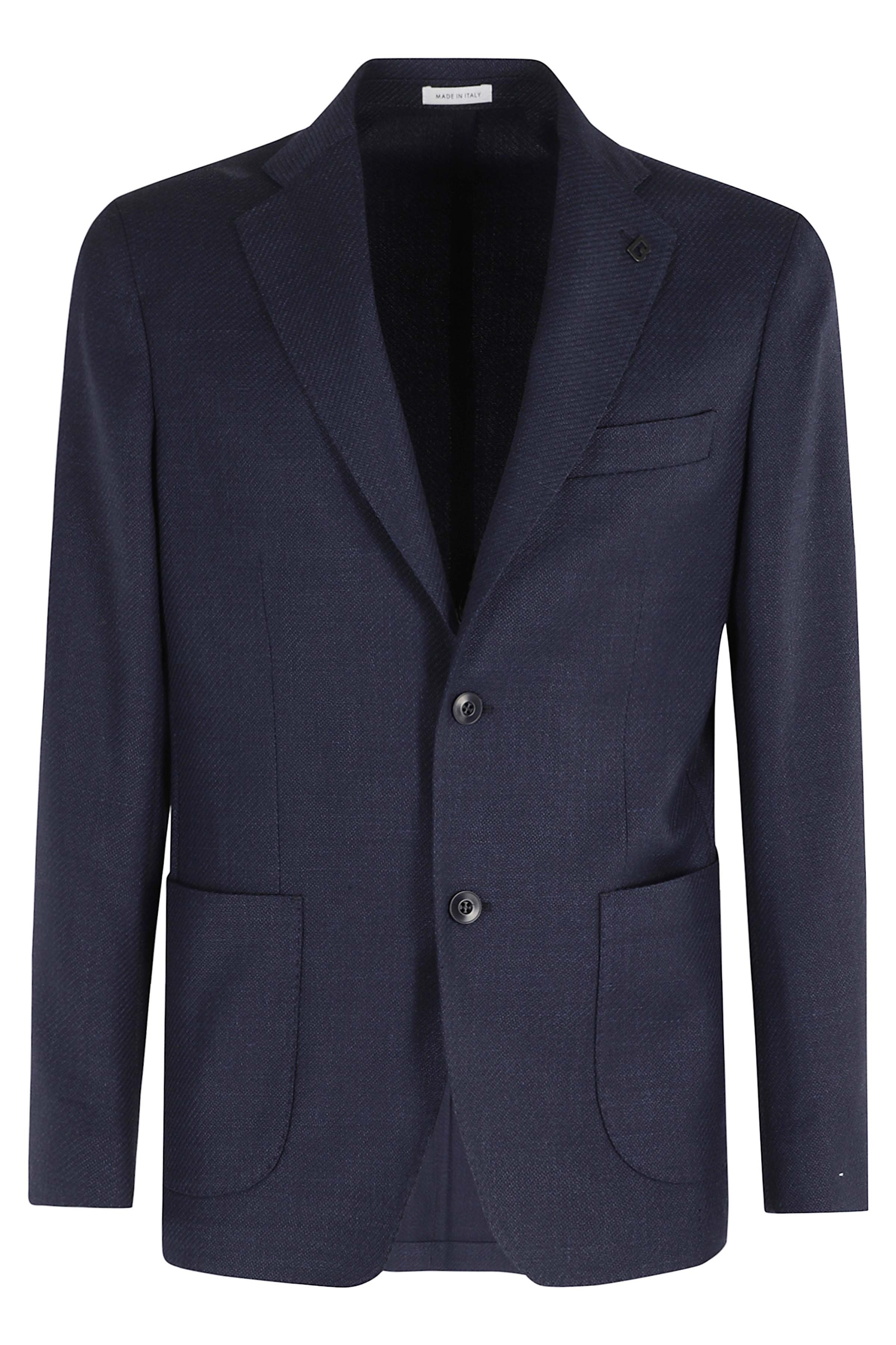 Breras Milano Men's Blue Giacca Diagonale Lana Lino Seta Vergine Blazer