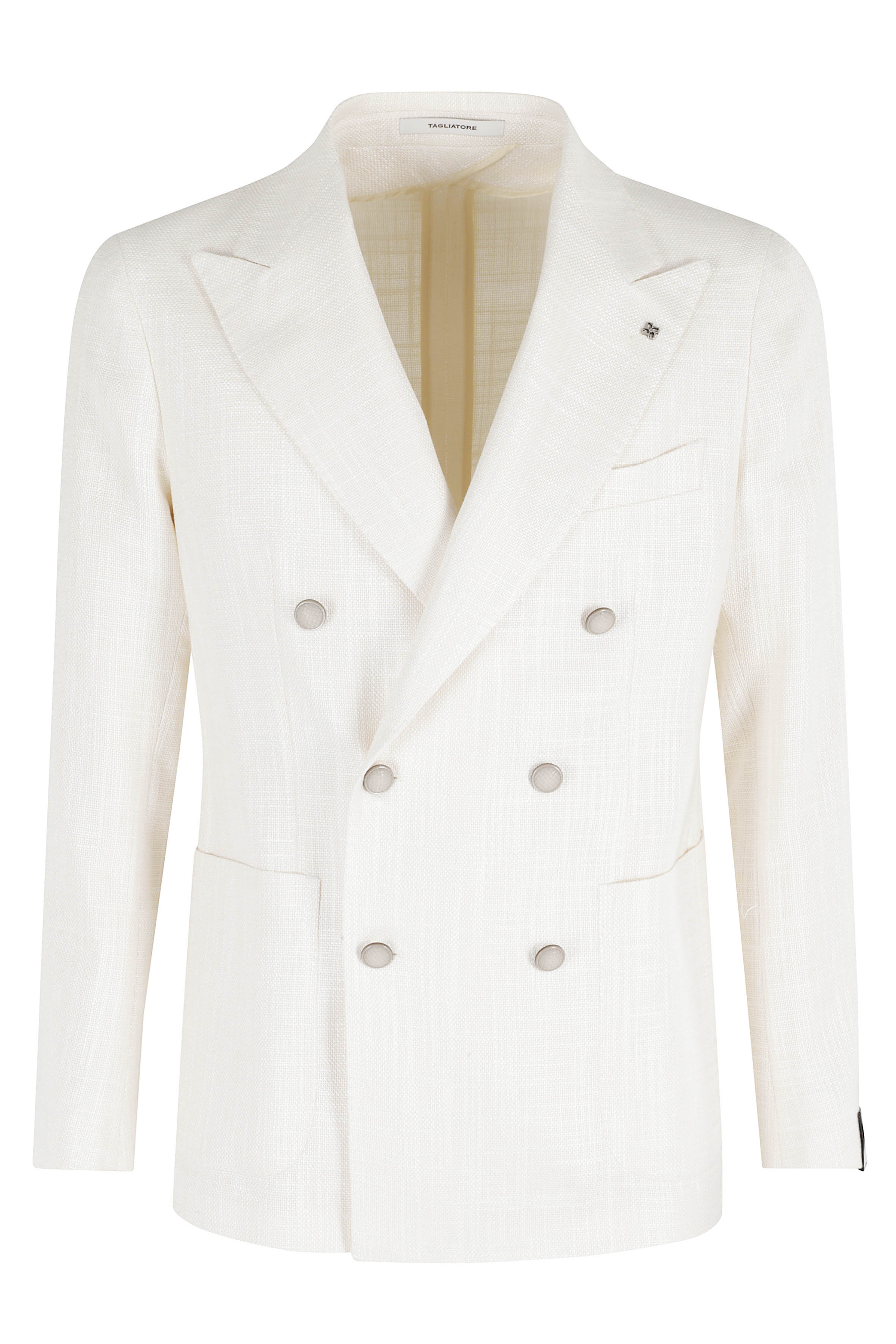 Tagliatore Men's White Montecarlo Doppiopetto Effetto Stuoia Viscosa Giacca