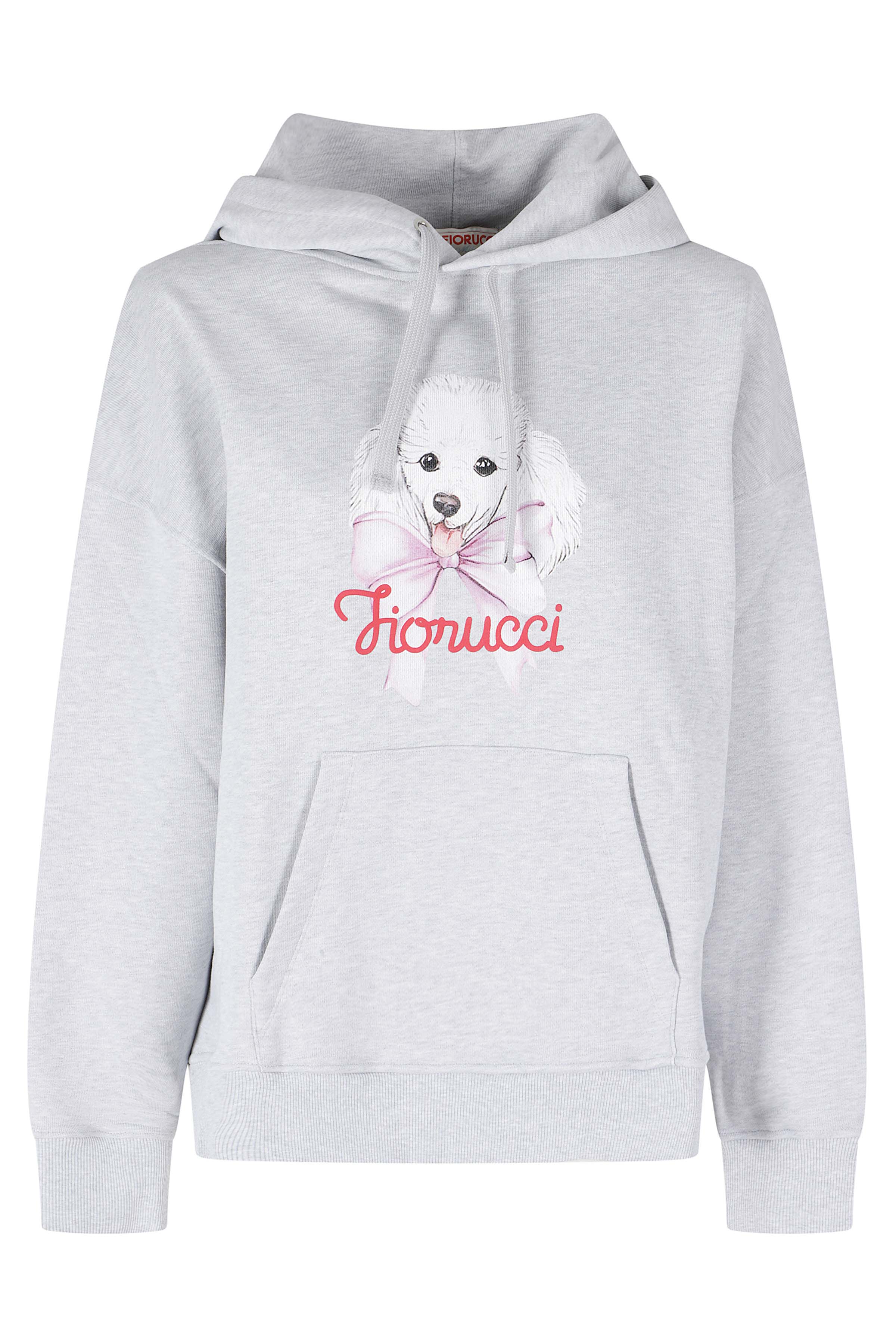 Fiorucci Women's Grey Poodle Logo Print Relaxed Hoodie Cotone Felpa