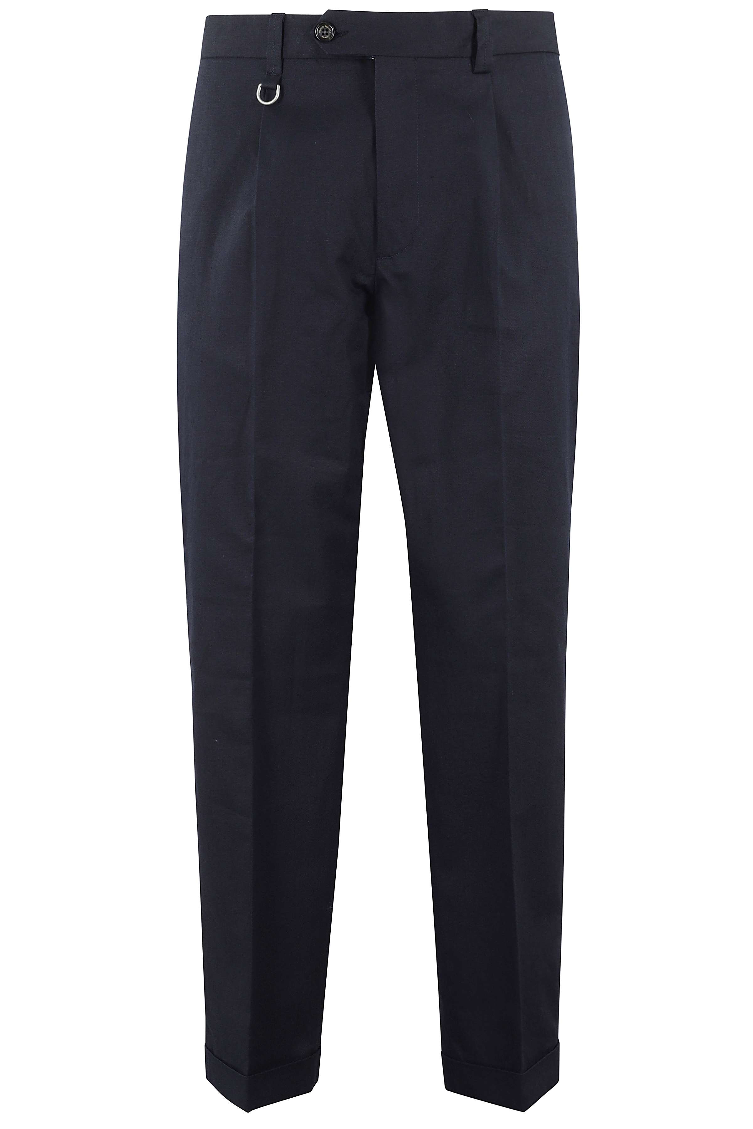 Paolo Pecora Men's Blue Pantalone Tessuto Lino Cotone Elastane Pantaloni