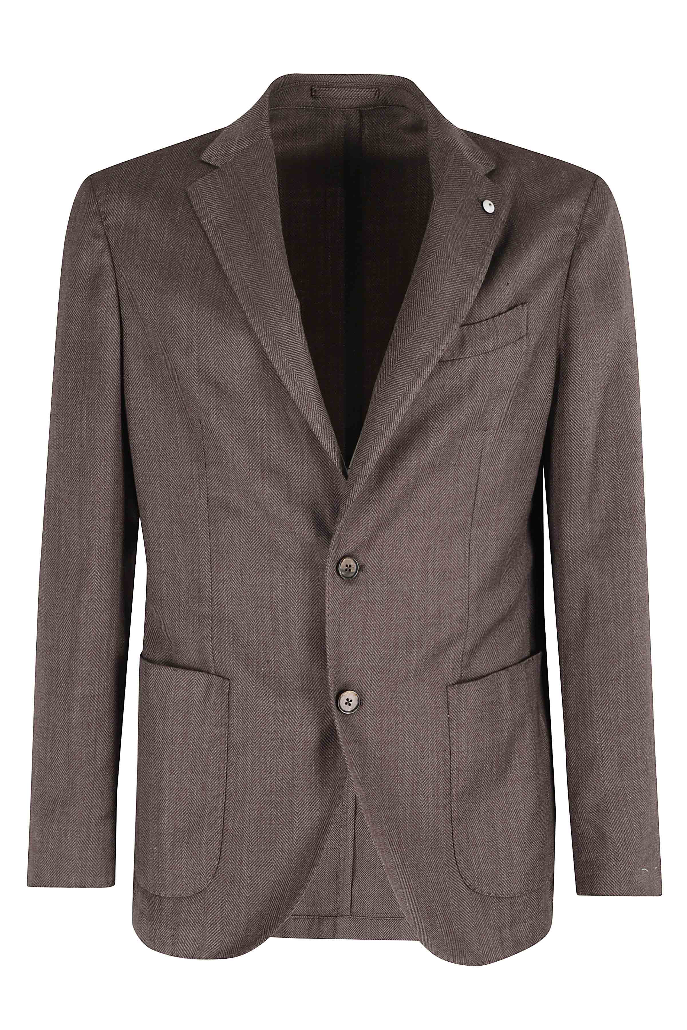 L.b.m. Men's Brown L. B.m. Tinto Capo Spinato 1 Petto Lana Vergine Poliestere Giacca